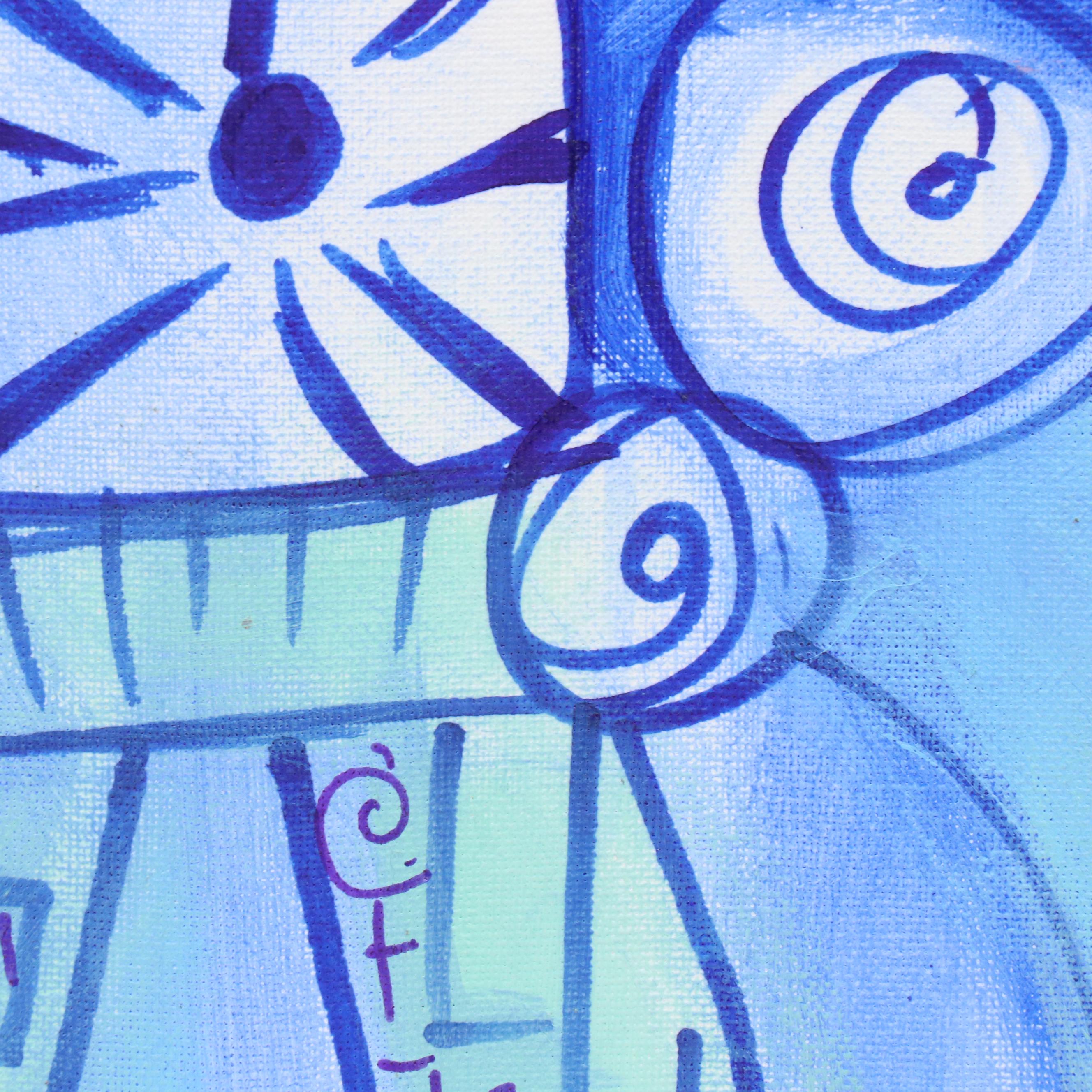 Lanre Buraimoh Stylized Floral Mixed Media Painting, 2015