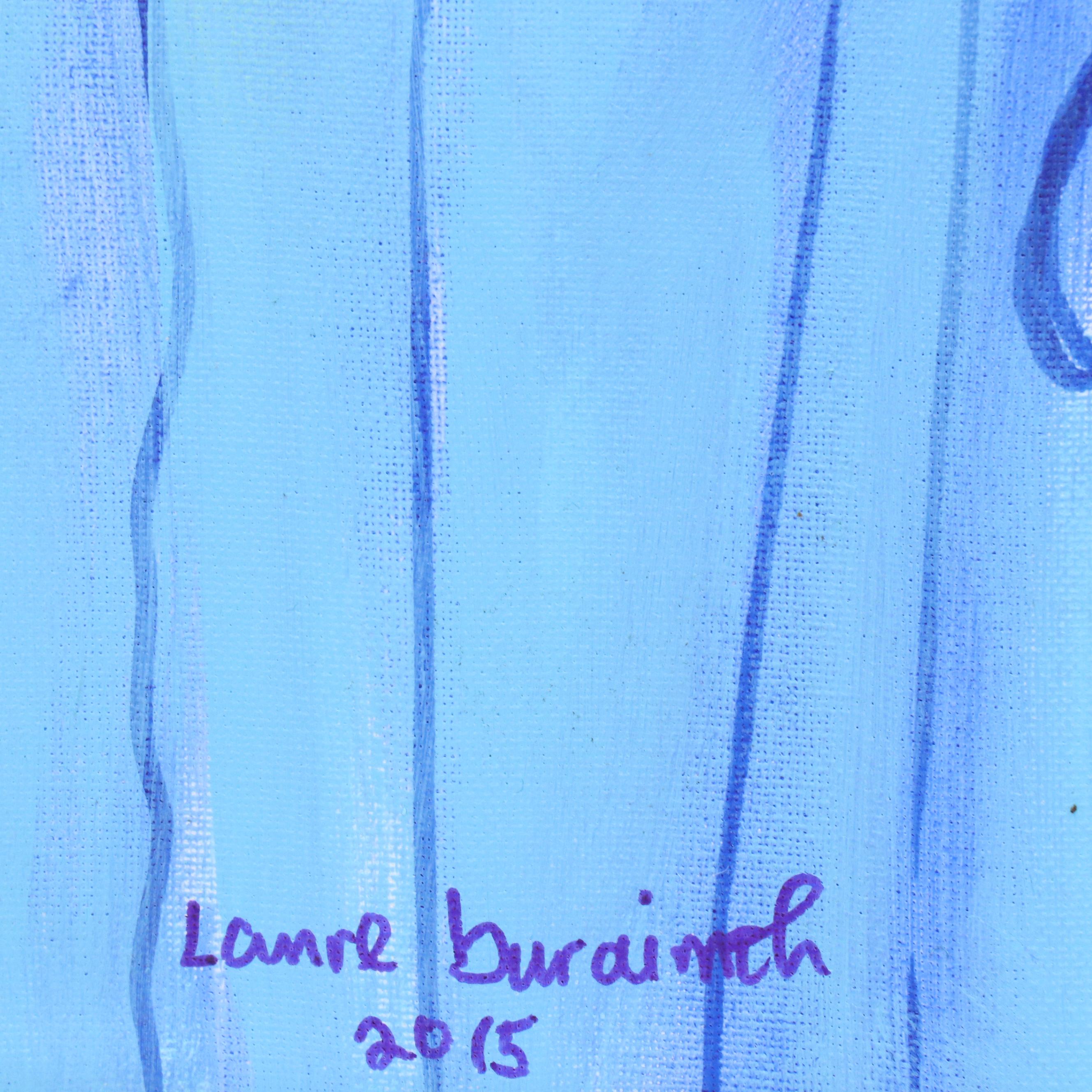 Lanre Buraimoh Stylized Floral Mixed Media Painting, 2015