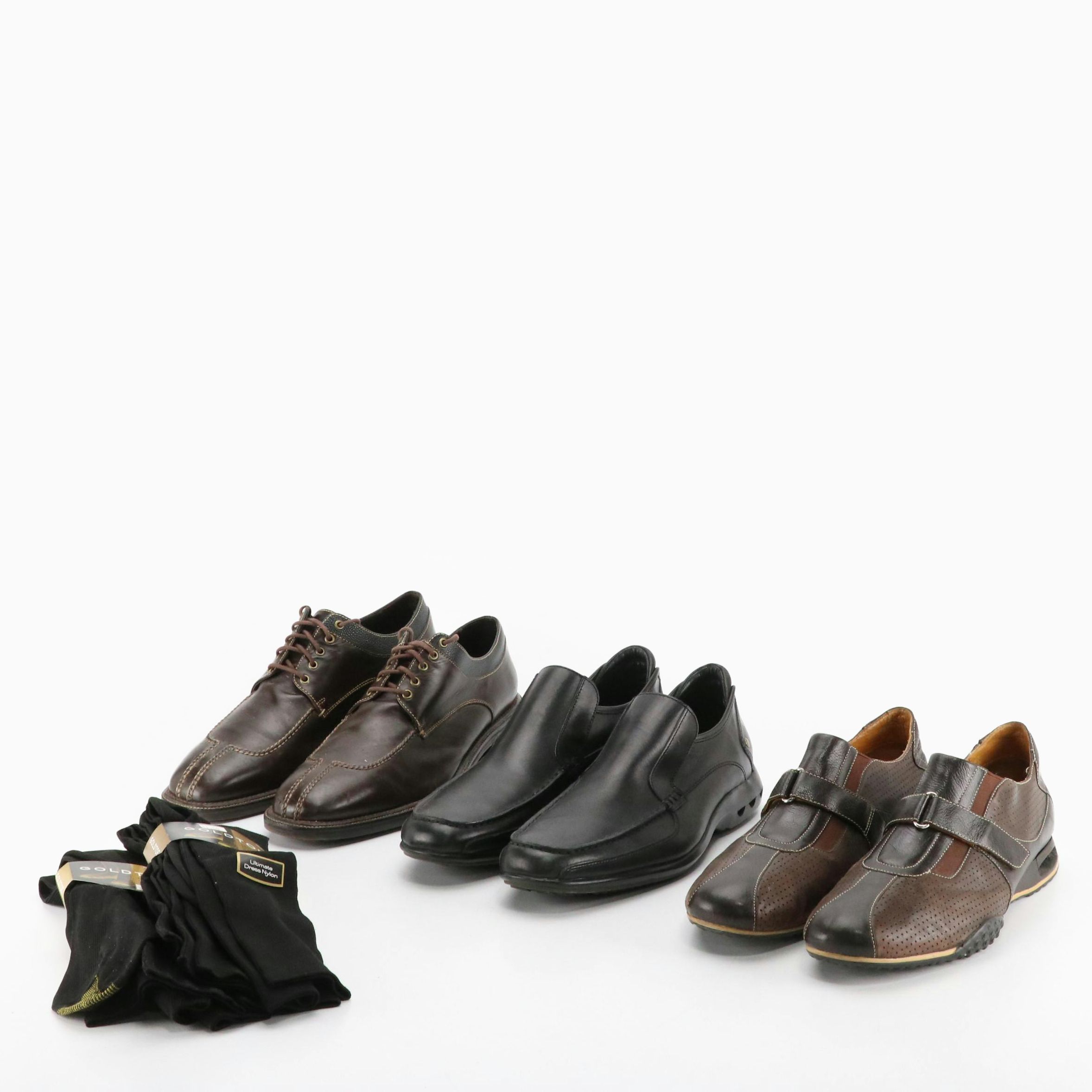 Men's Cole Haan Derby Shoes and Nike Air Loafers with GoldToe Dress Socks