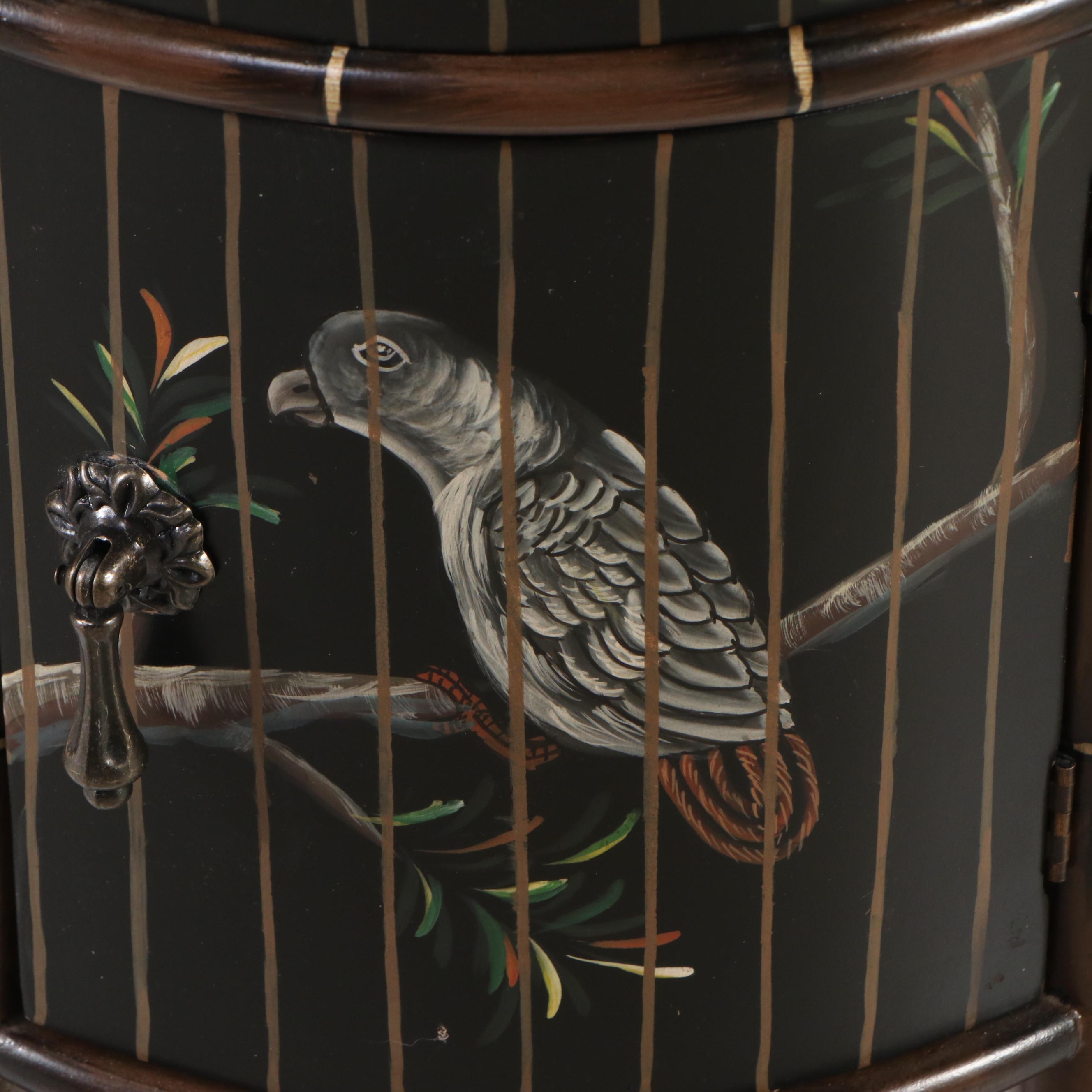 Chinoiserie Paint-Decorated Trompe-l'œil Birdcage Side Table