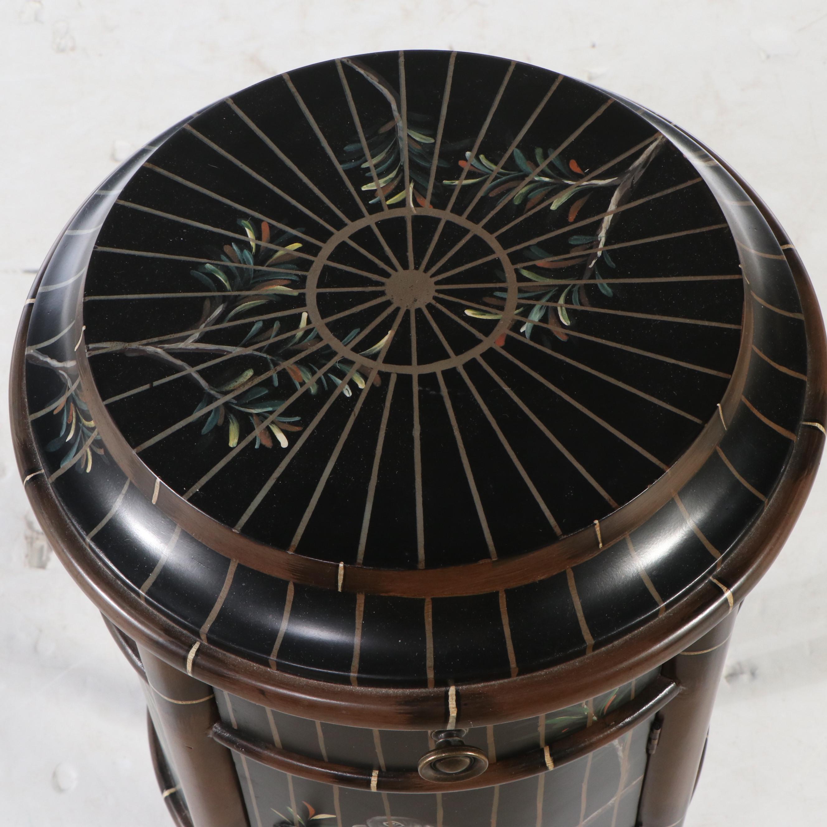 Chinoiserie Paint-Decorated Trompe-l'œil Birdcage Side Table