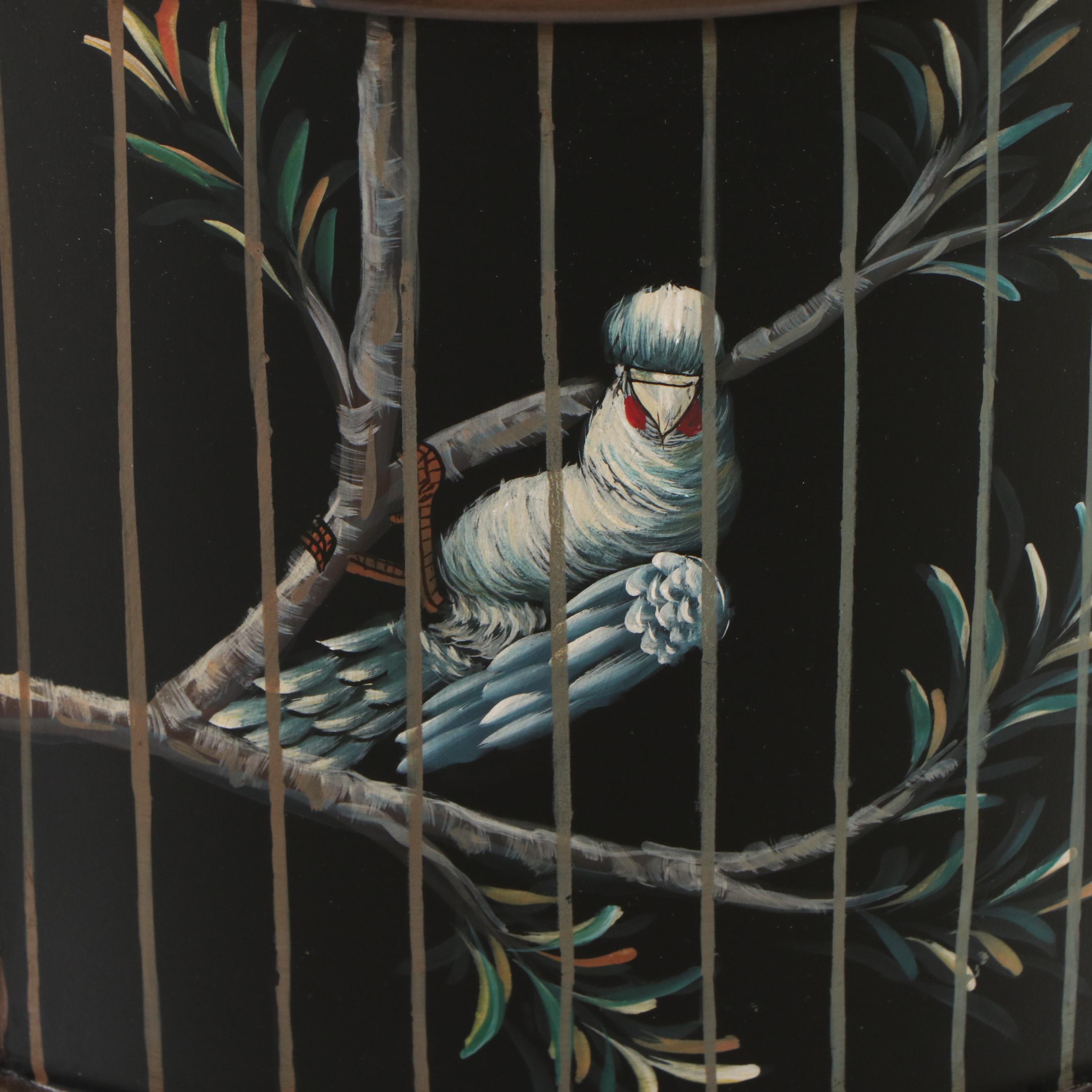 Chinoiserie Paint-Decorated Trompe-l'œil Birdcage Side Table