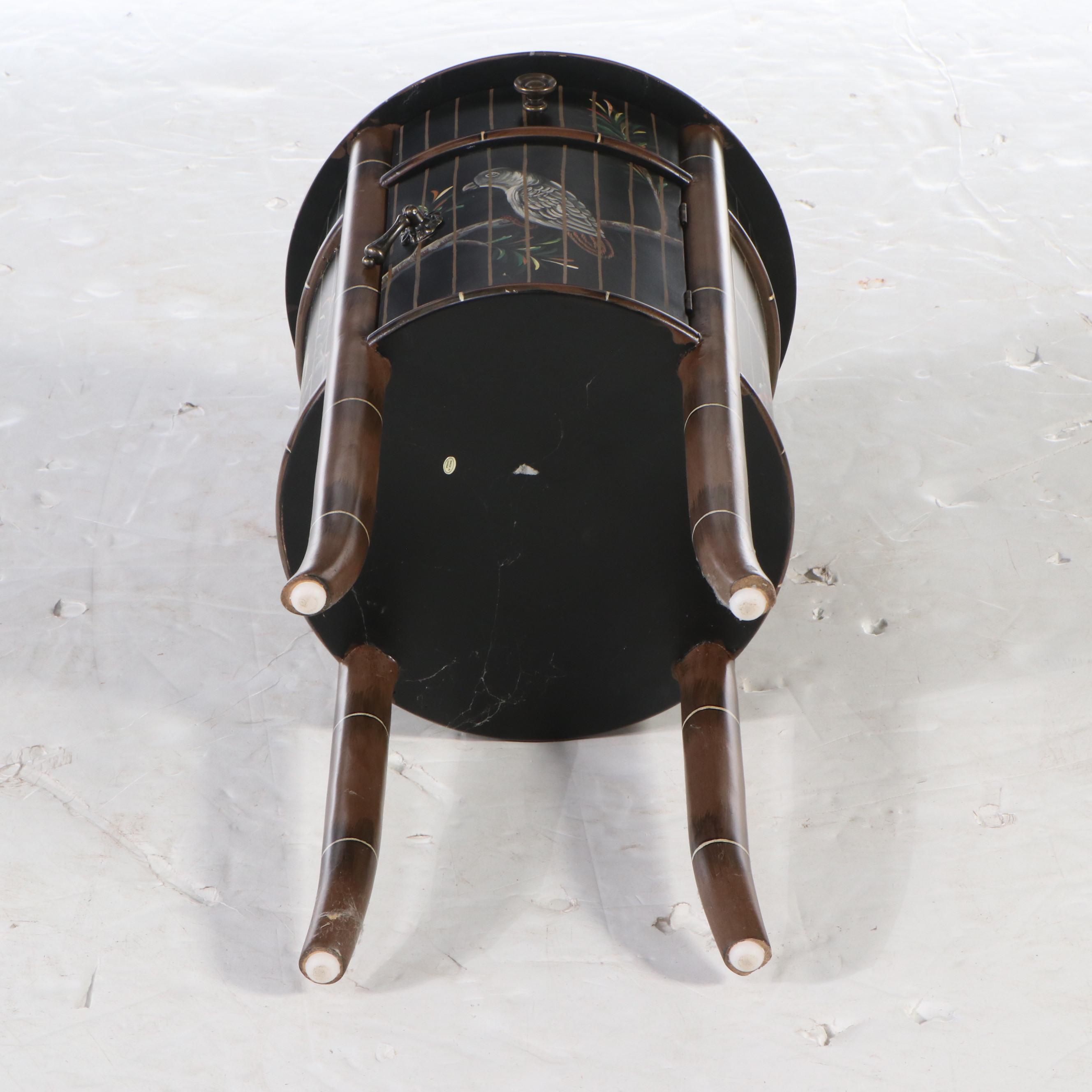 Chinoiserie Paint-Decorated Trompe-l'œil Birdcage Side Table