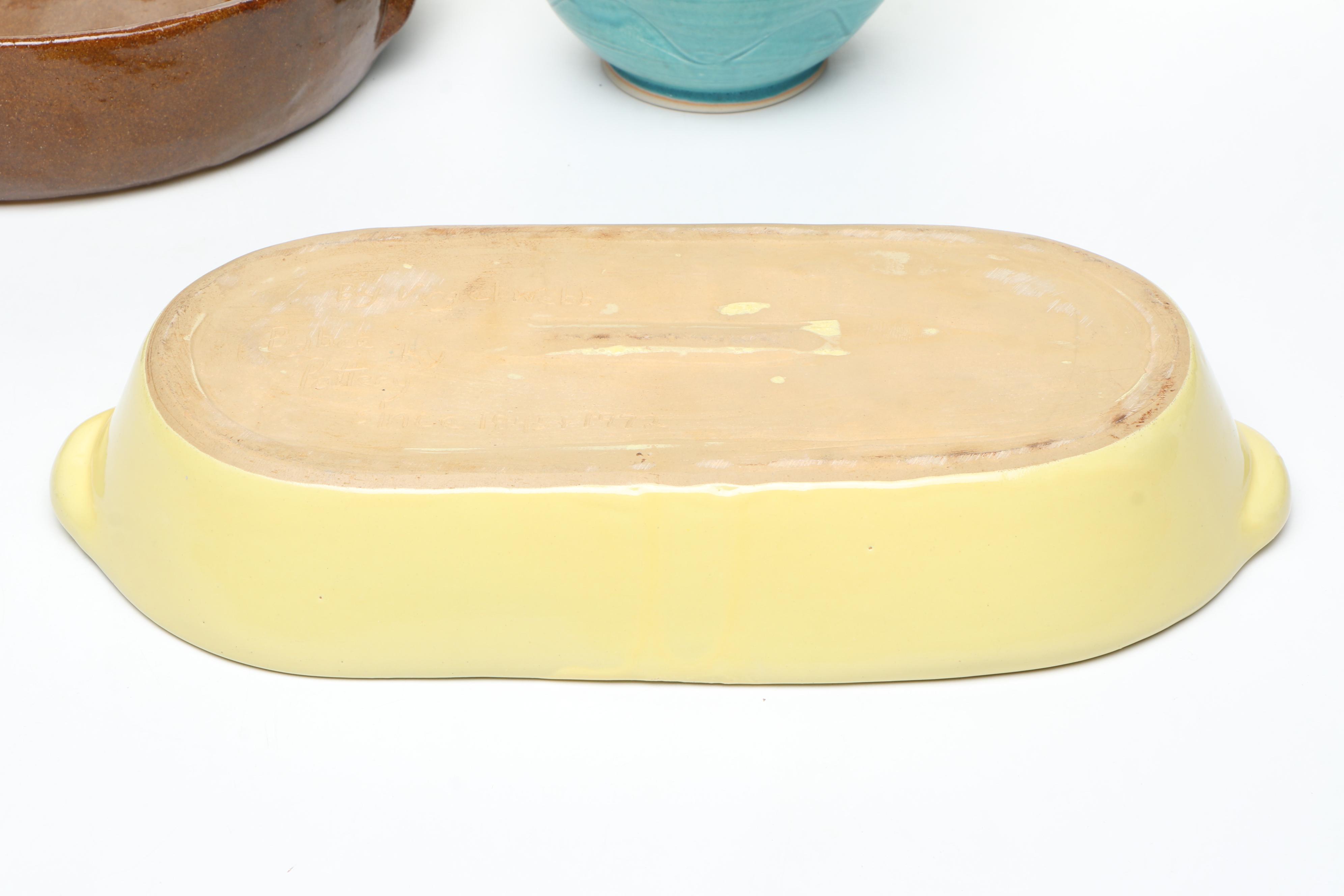 Virgel Webb for Bybee Pottery Casserole with Other Ceramic Bakeware and Spoon