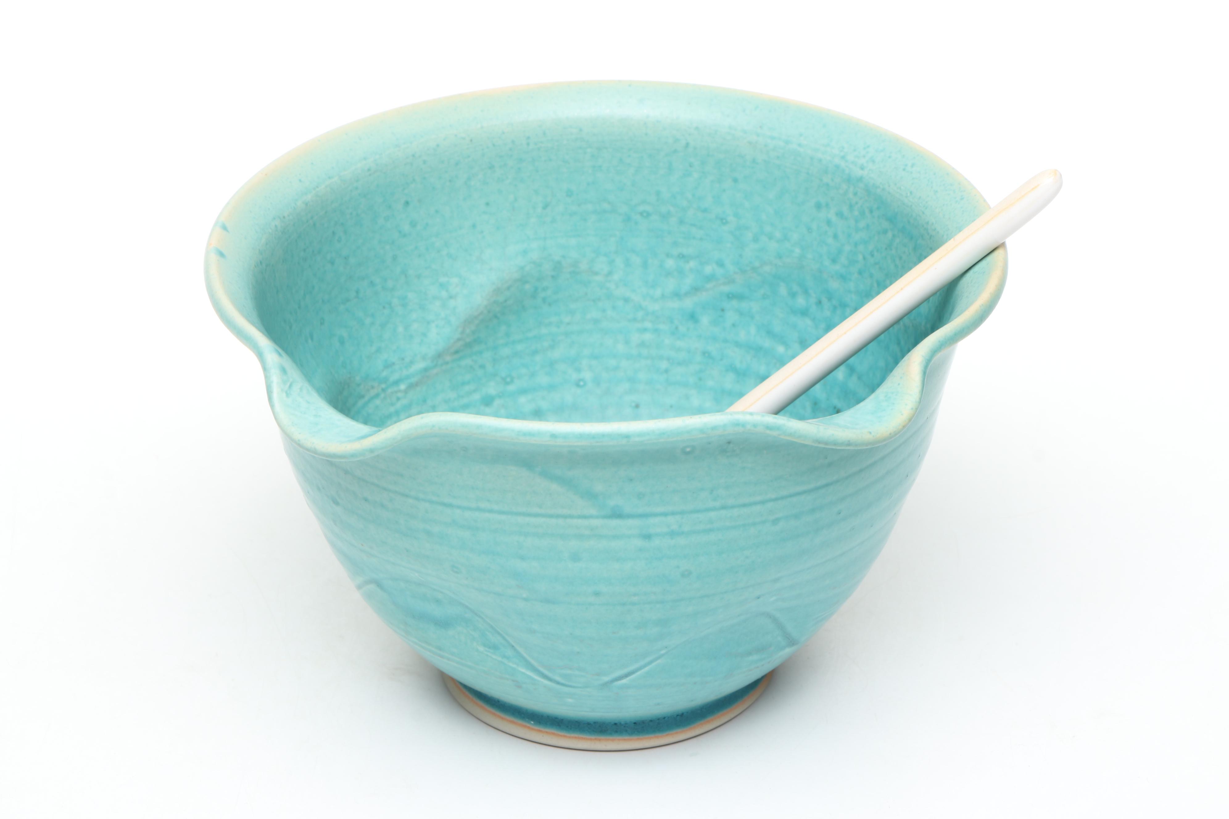 Virgel Webb for Bybee Pottery Casserole with Other Ceramic Bakeware and Spoon