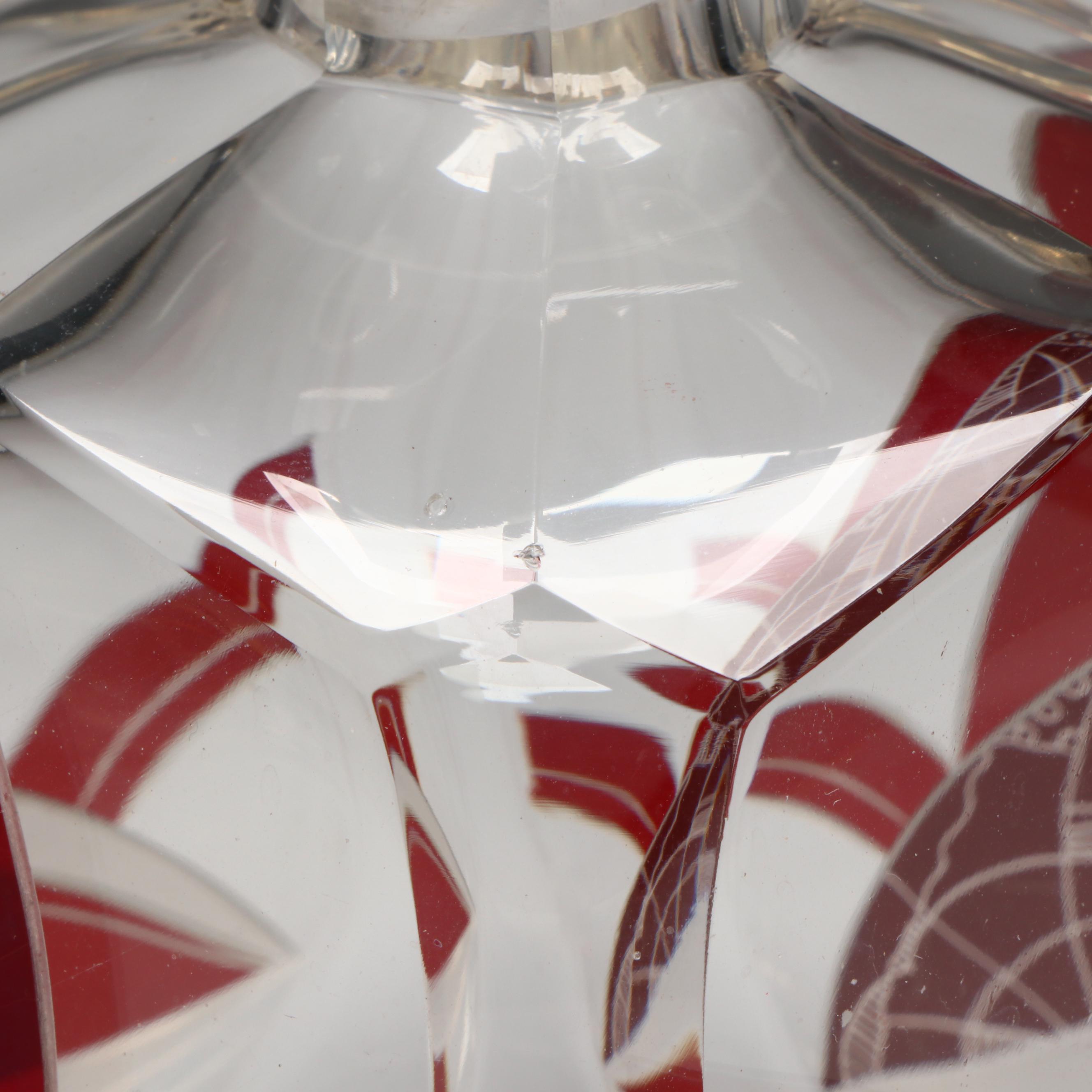 Karl Palda Art Deco Czech Crystal Decanter and Cocktail Glasses, Early 20th C.