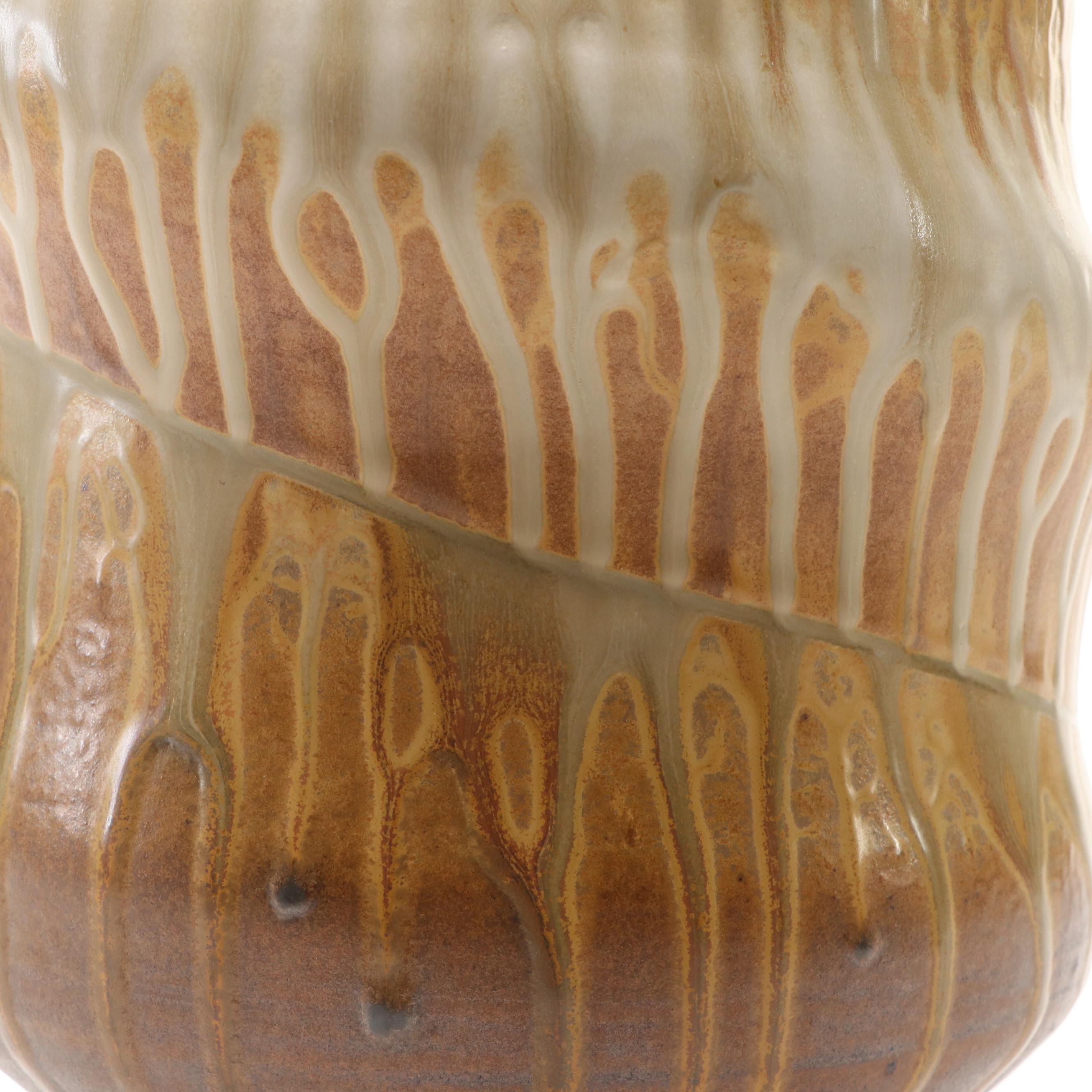 Art Pottery Basket Vase and Lidded Jar