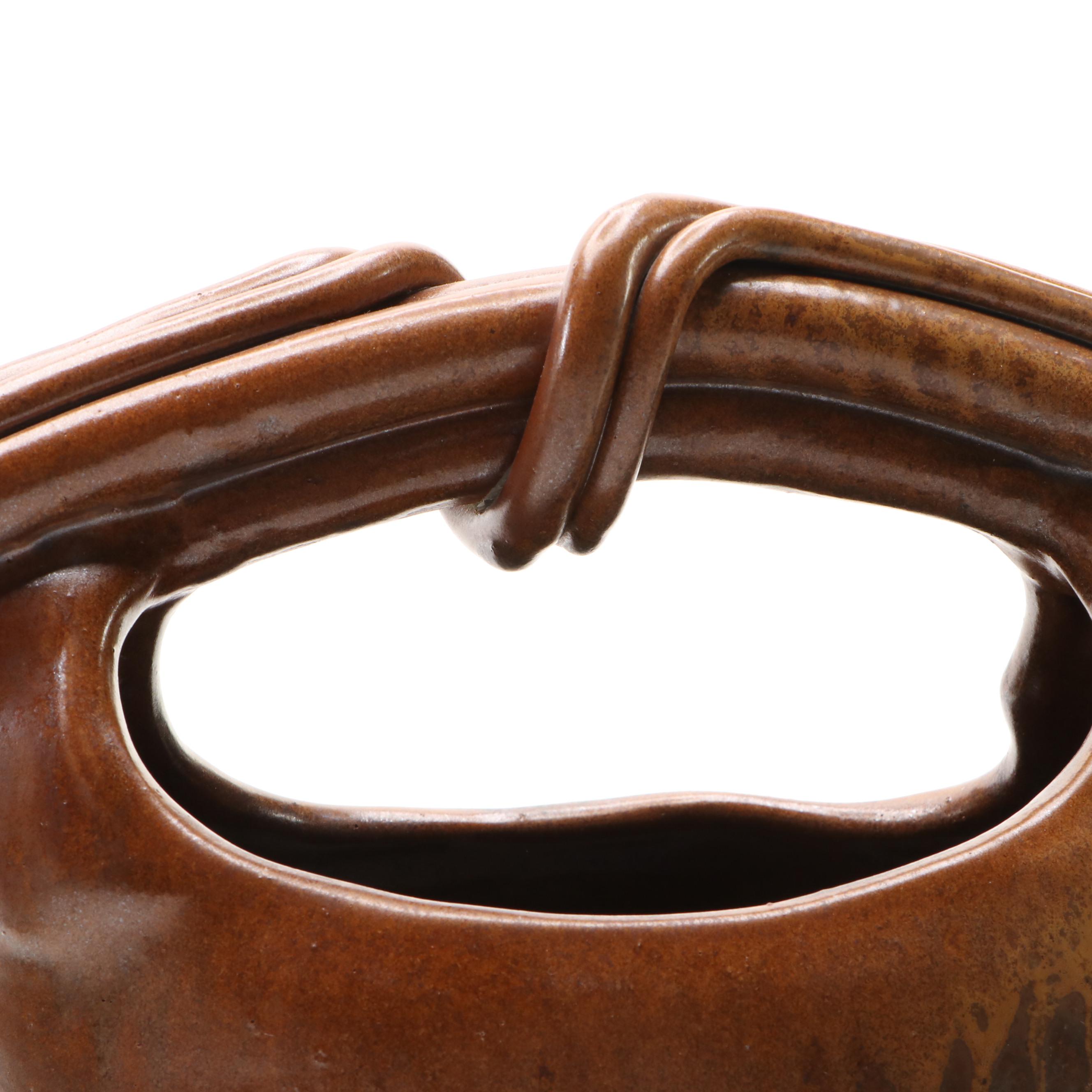 Art Pottery Basket Vase and Lidded Jar