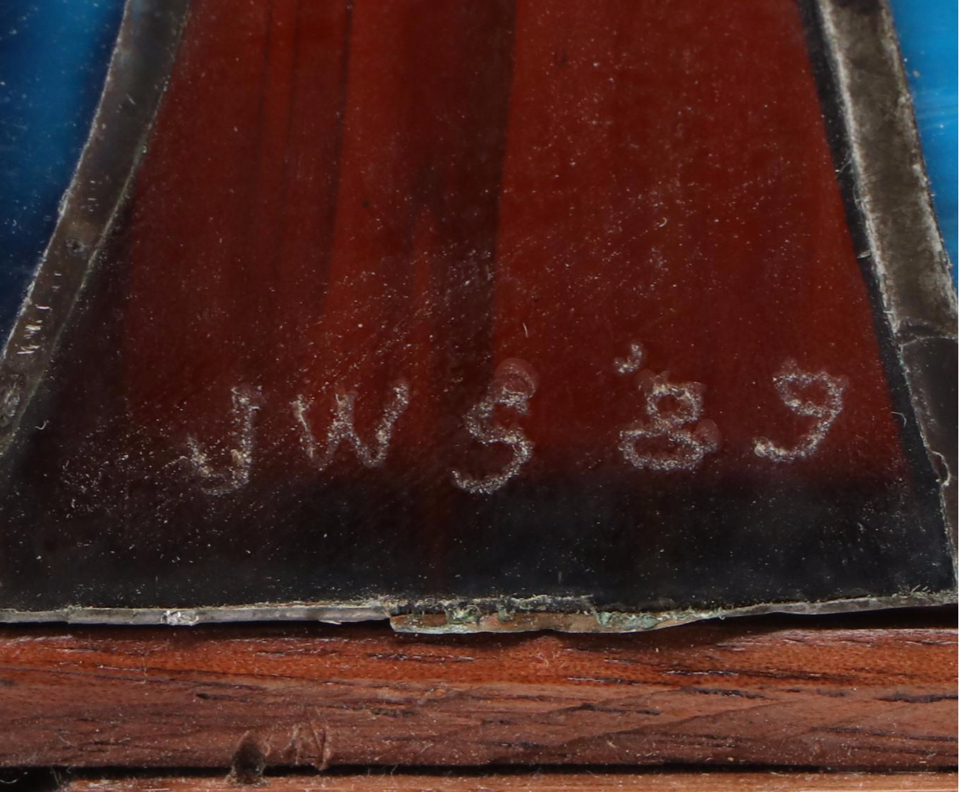 Wooden Framed Airplane Stained Glass Window Panel, Mid to Late 20th Century