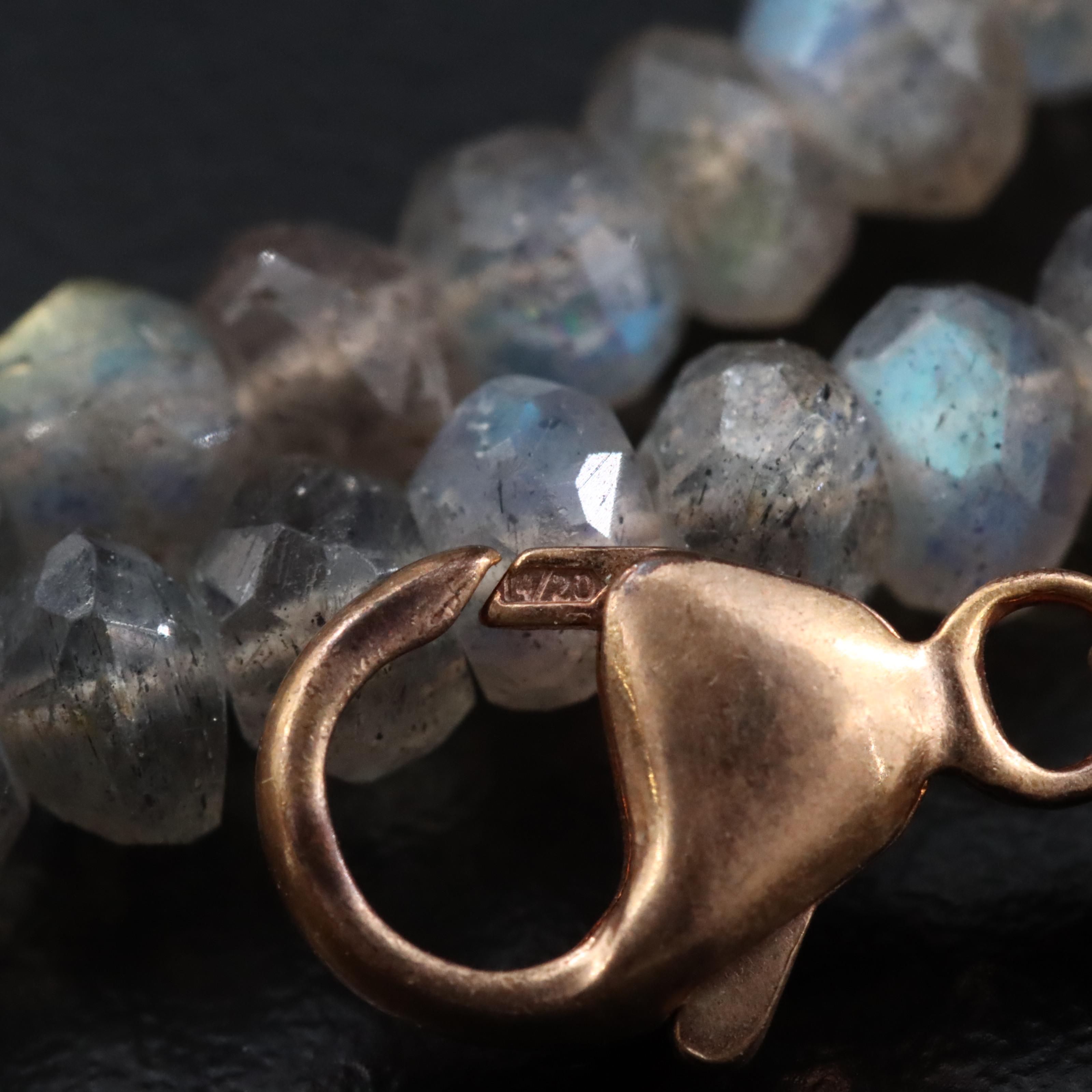 Labradorite Necklace with 14K Diamond Pavé Beads Attributed to Sheryl Lowe