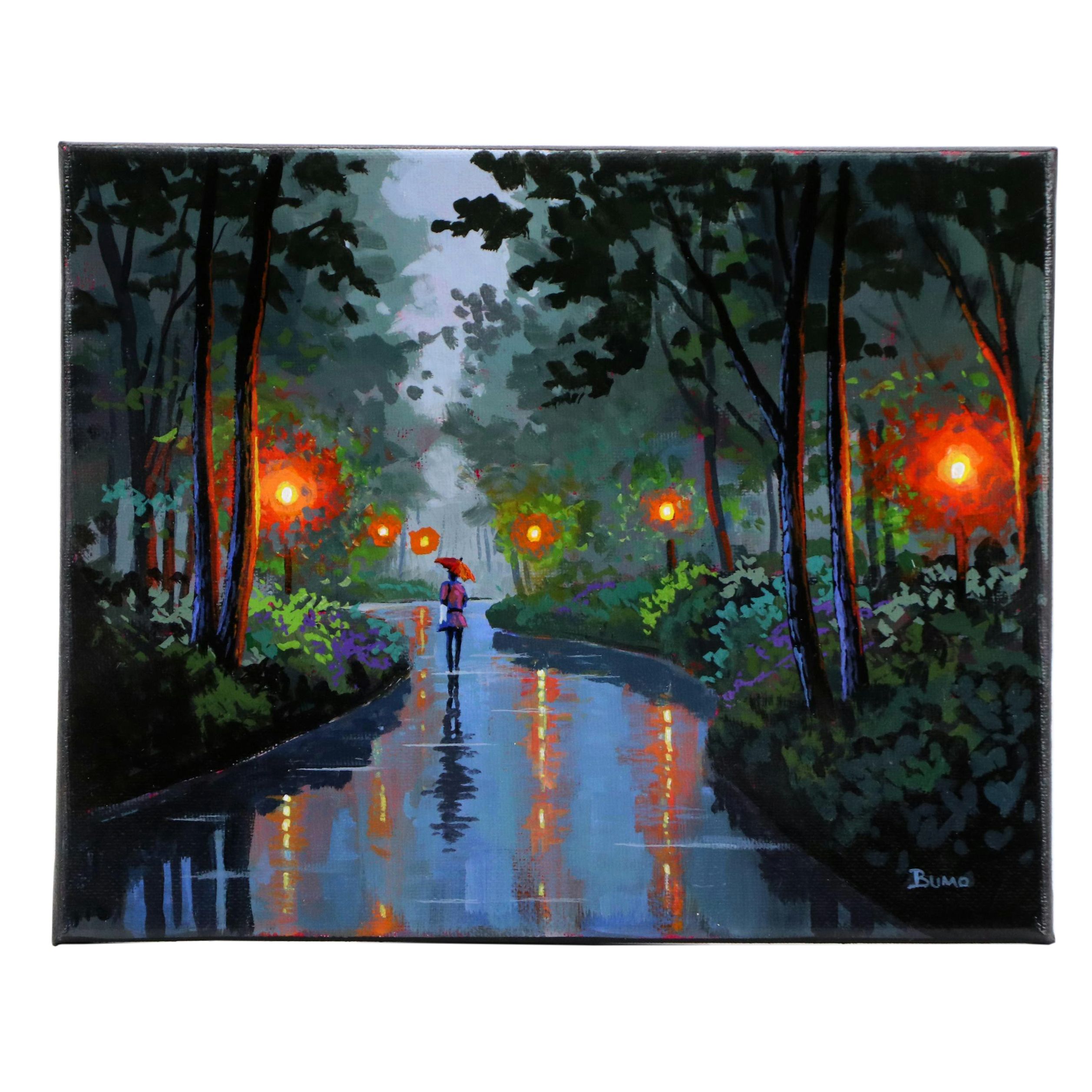 Doug "Bumo" Johnpeer Sunset Landscape Oil Painting "Walk In The Park," 2025