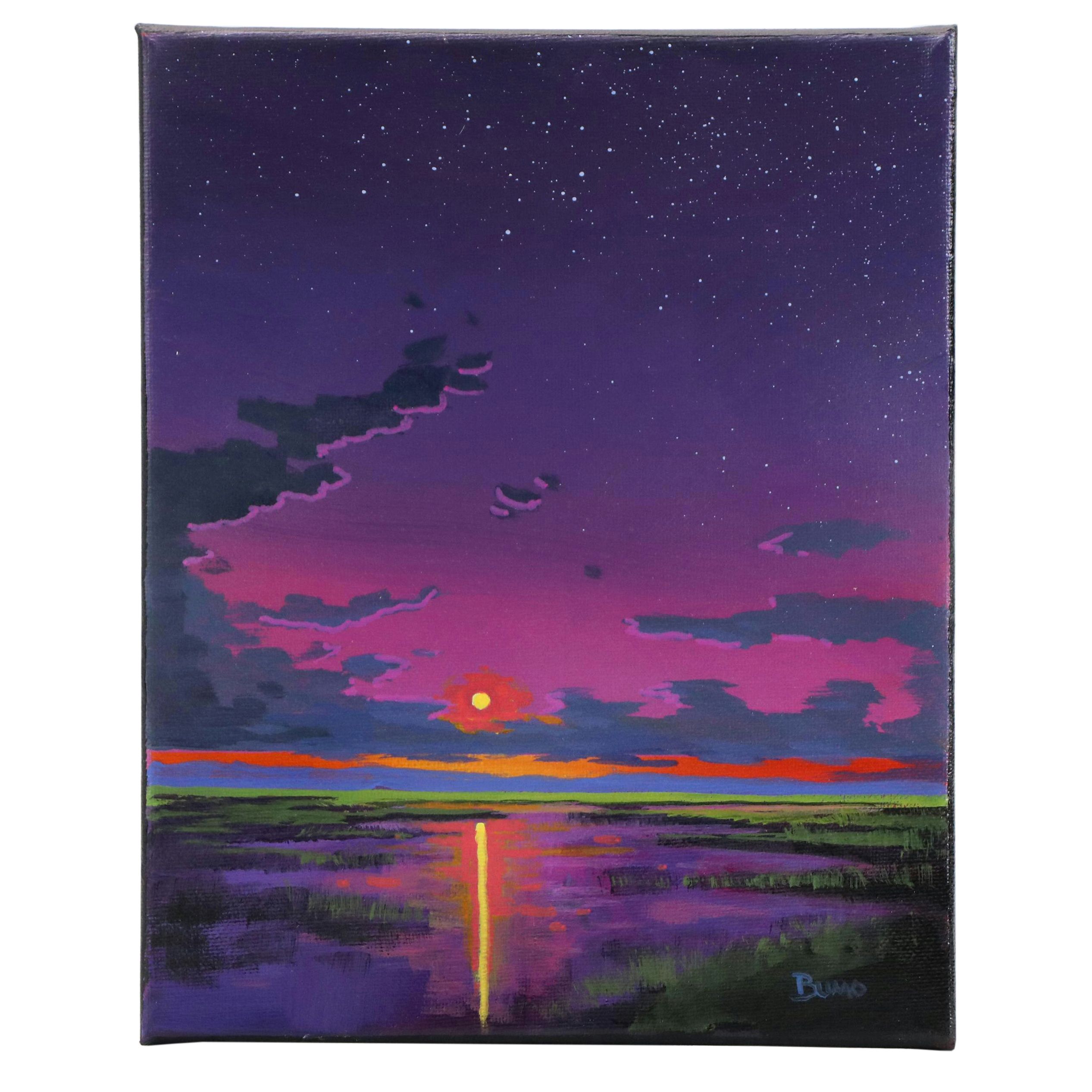 Doug "Bumo" Johnpeer Sunset Landscape Oil Painting "Evening Marsh," 2025