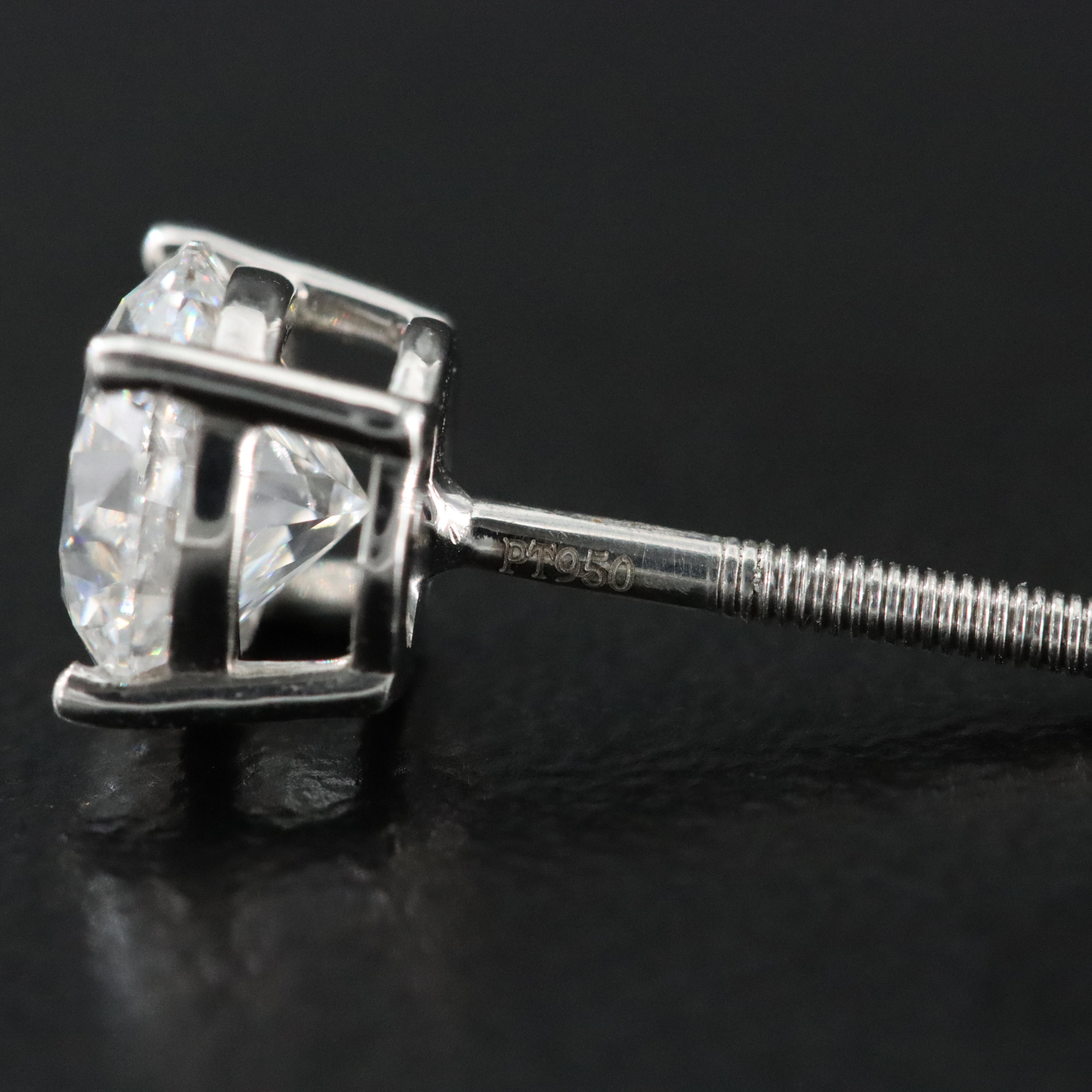 Platinum 2.14 CTW Lab Grown Diamond Stud Earrings with IGI Reports