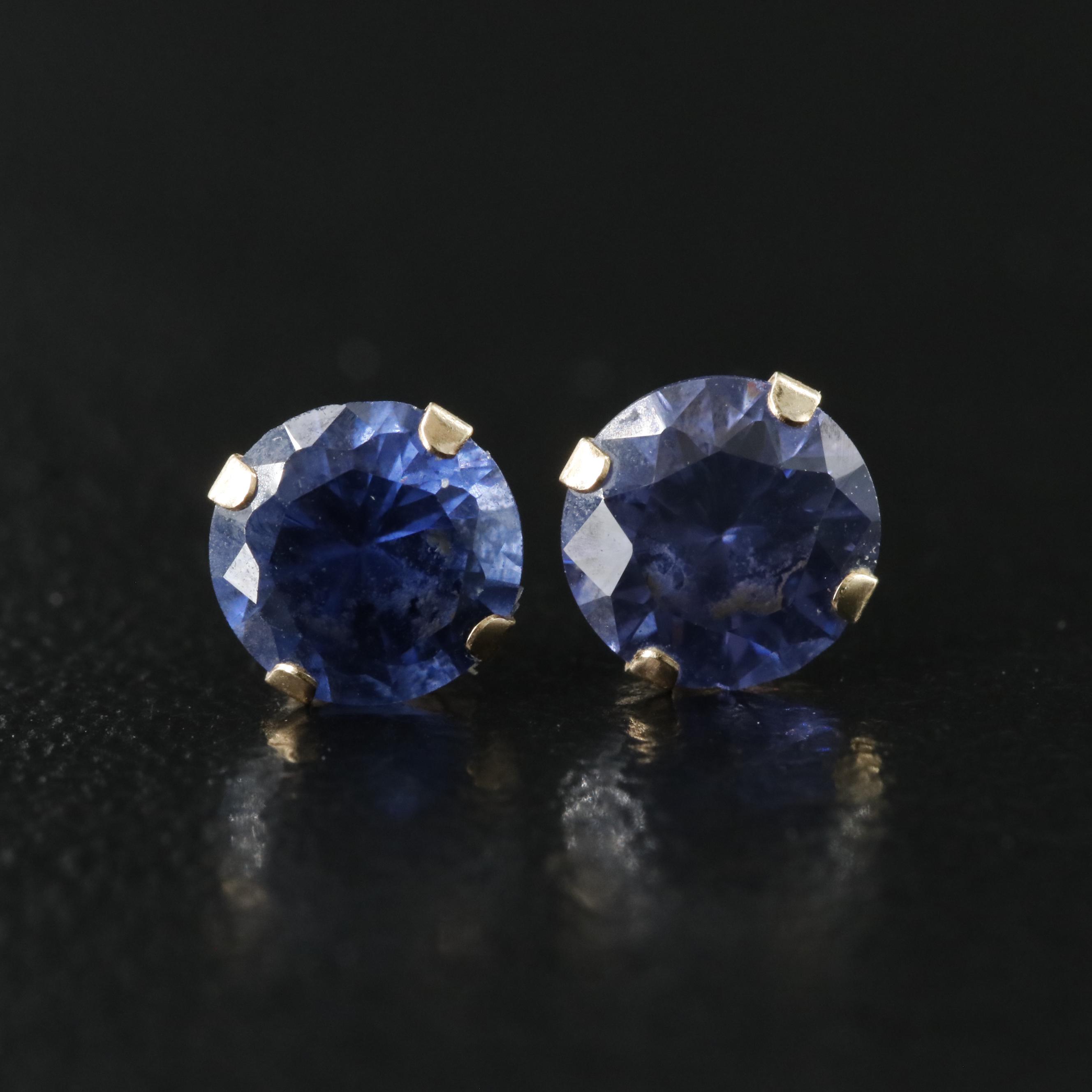 14K CZ Solitaire Earrings