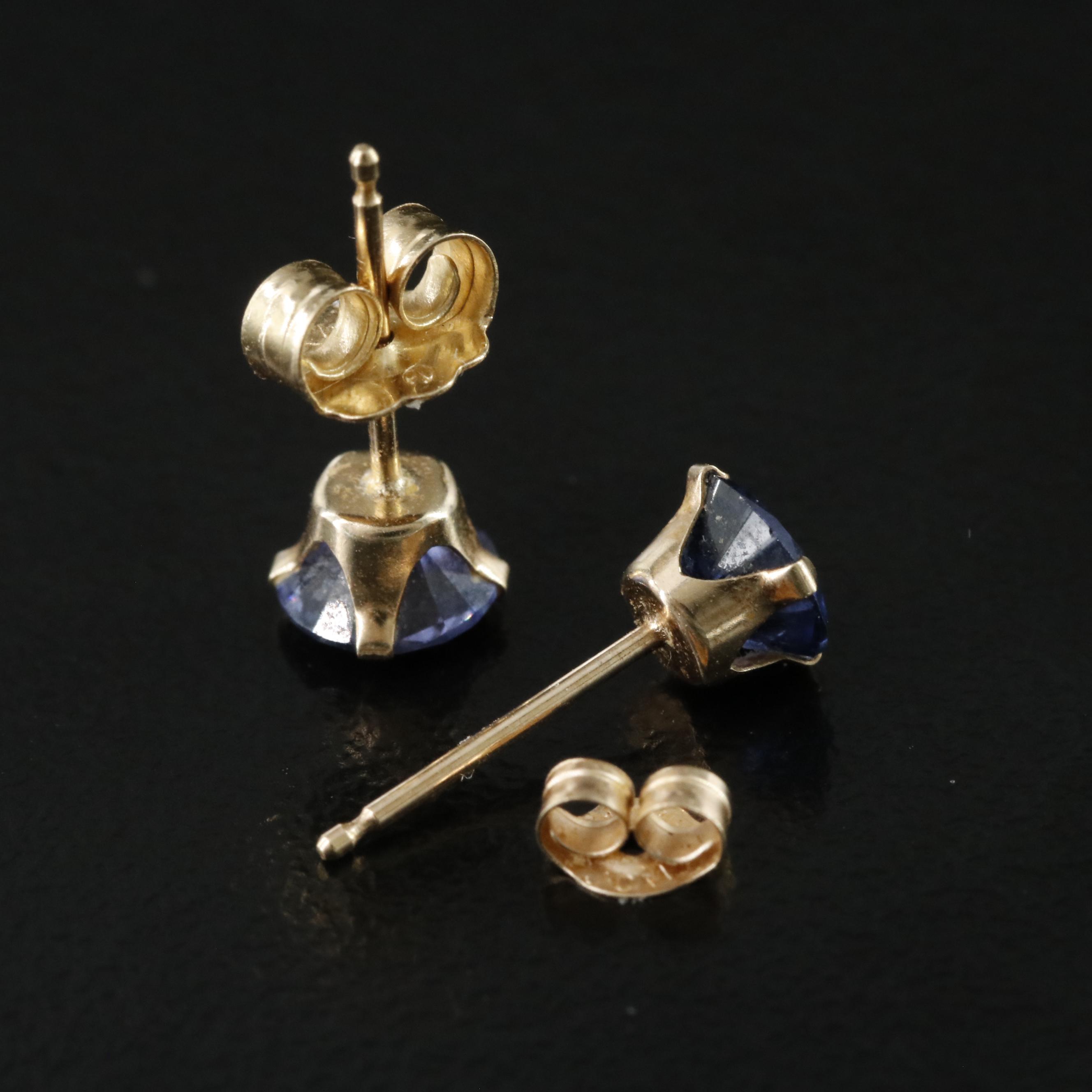 14K CZ Solitaire Earrings