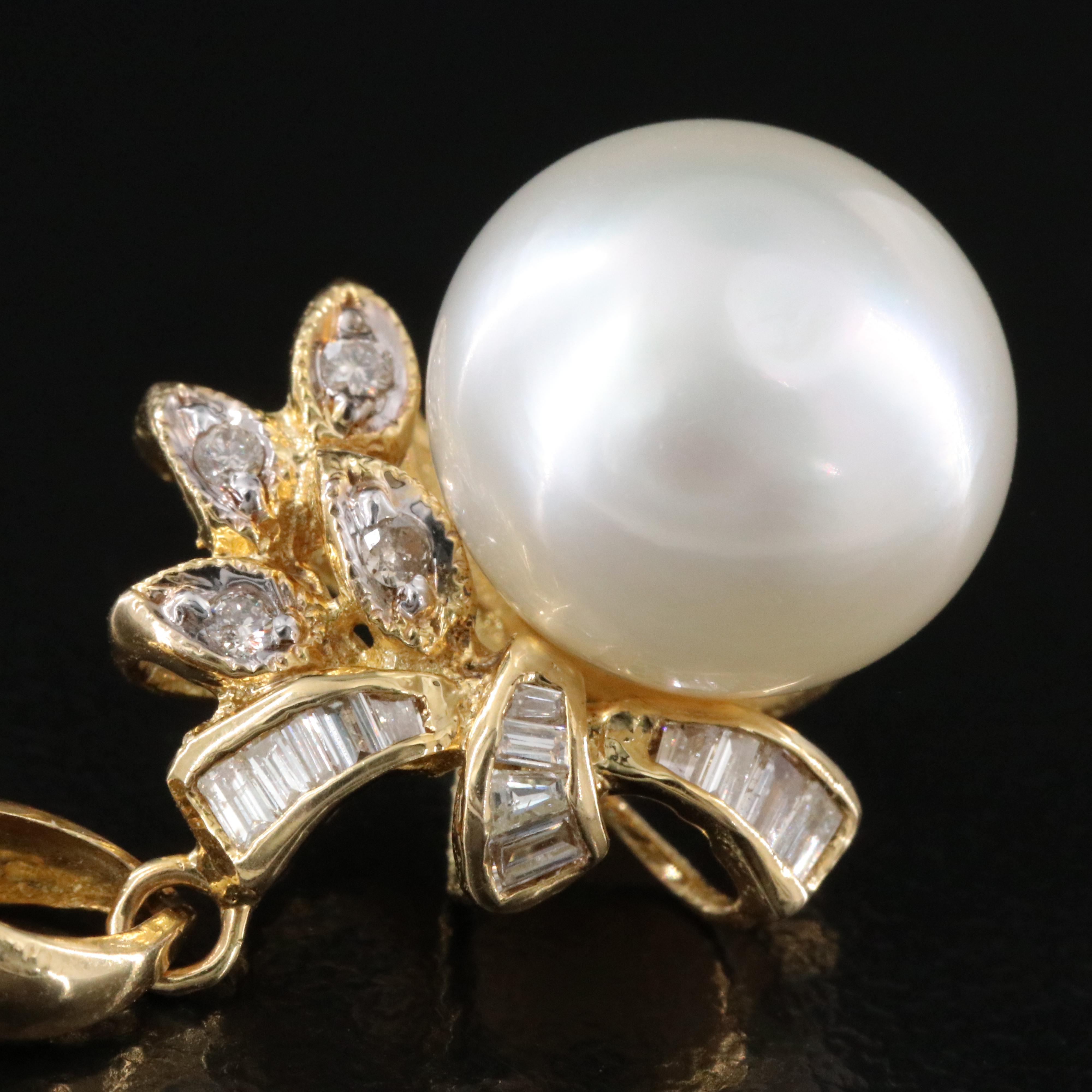 14K Pearl and Diamond Pendant