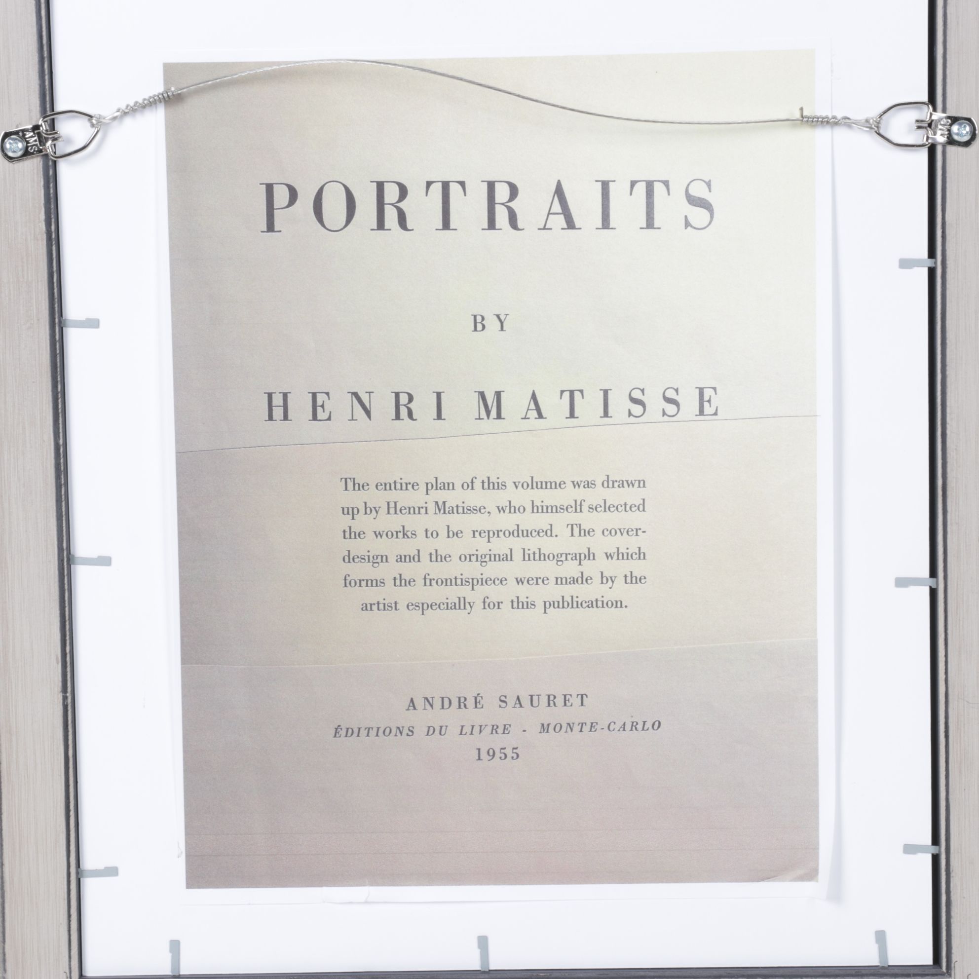 Cover Art for Henri Matisse's Book "Portraits", 1955