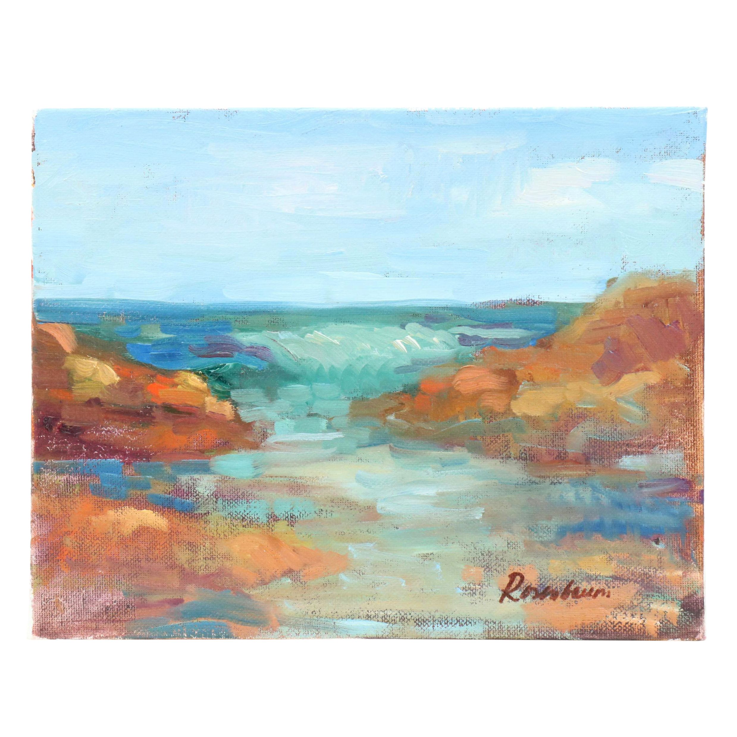 Sally Rosenbaum Coastal Landscape Oil Painting, 21st Century