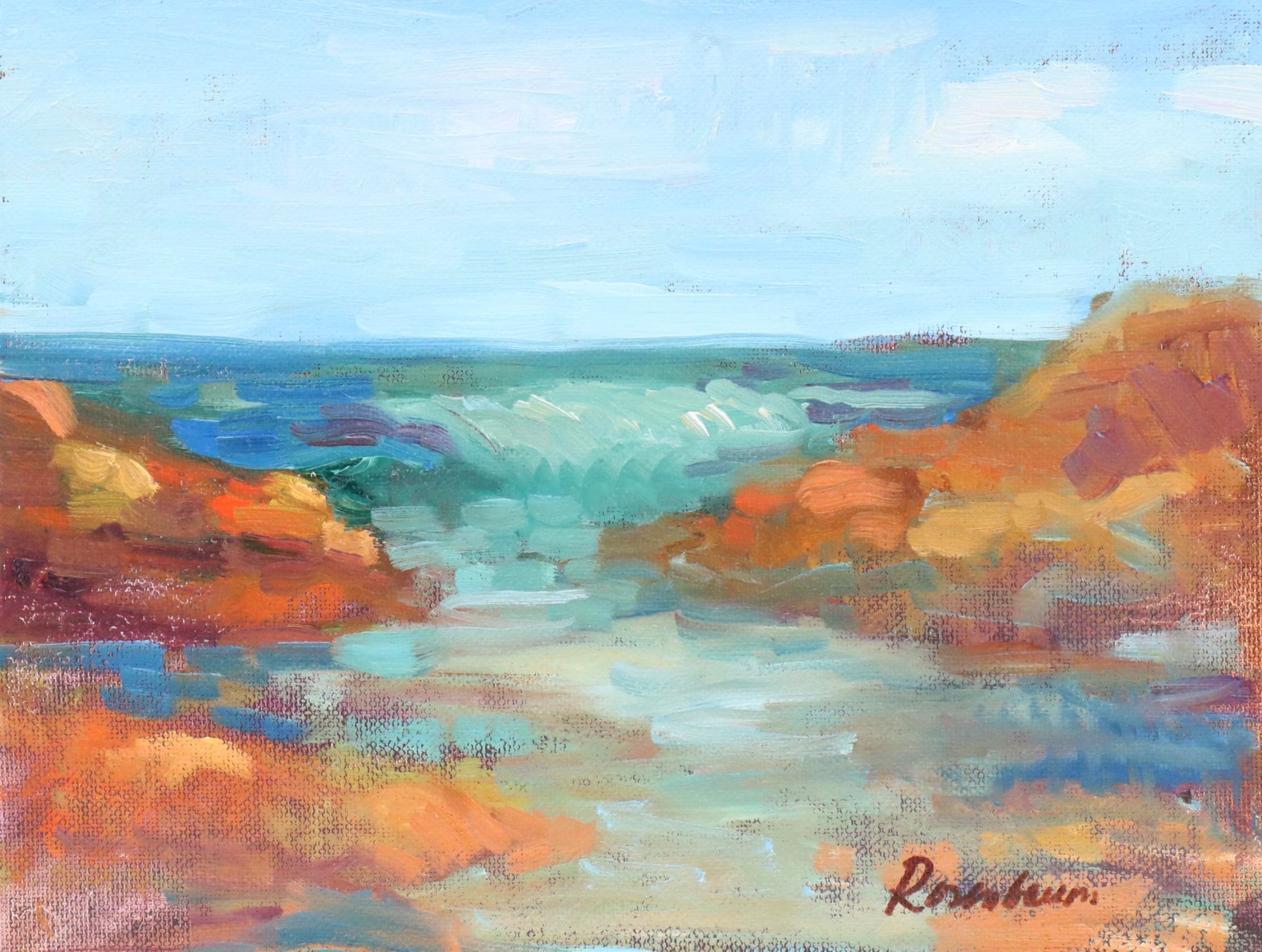 Sally Rosenbaum Coastal Landscape Oil Painting, 21st Century