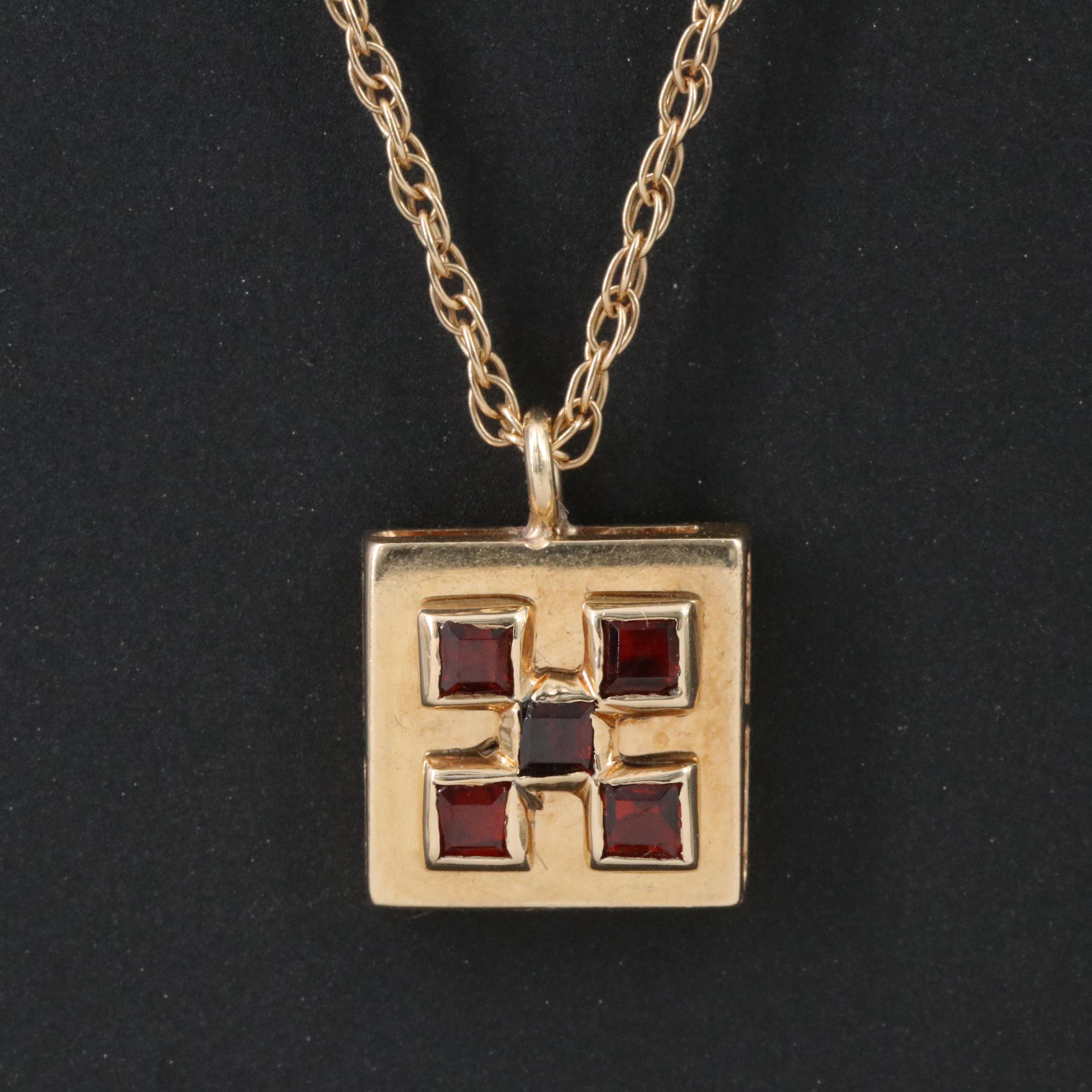 14K Garnet Pendant Necklace