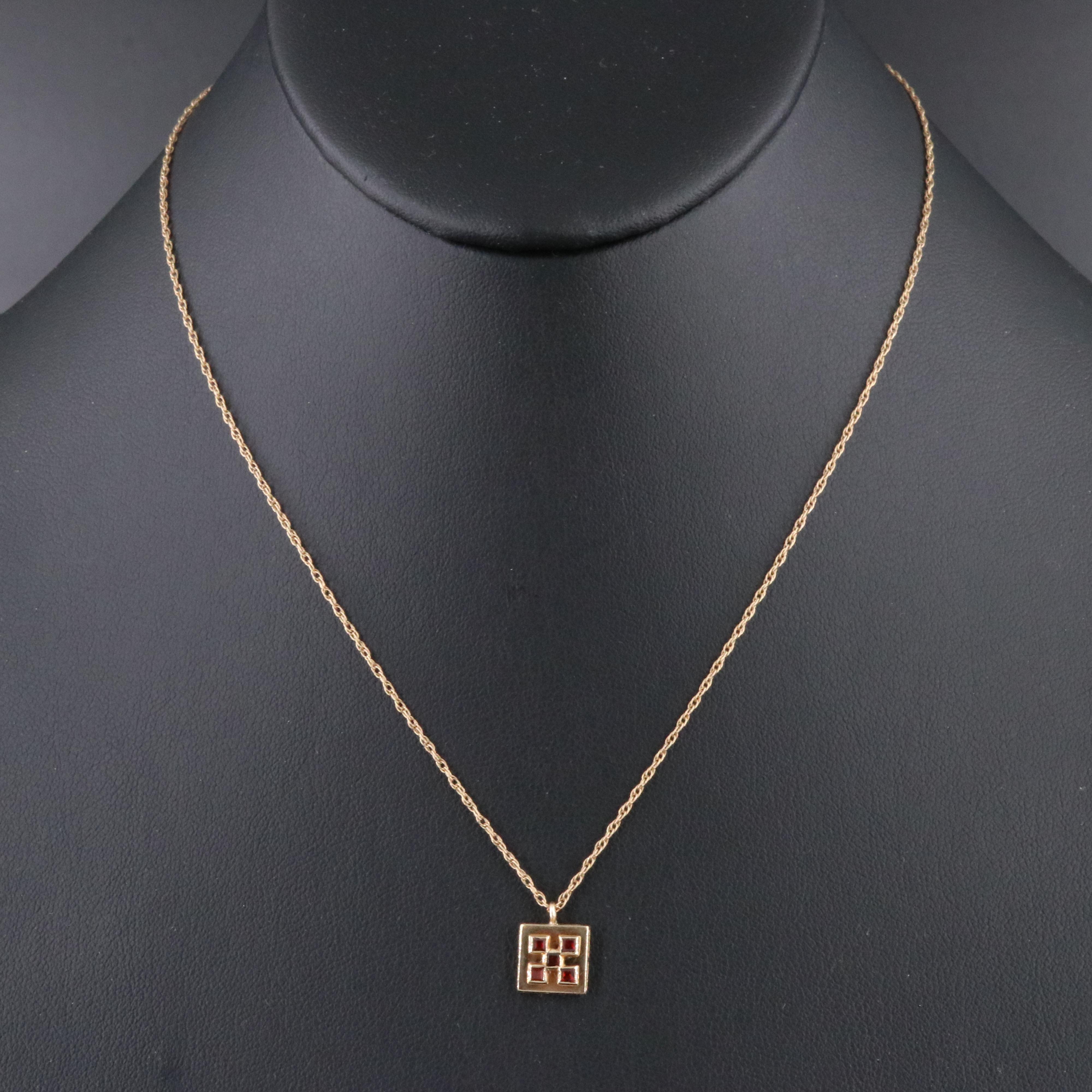 14K Garnet Pendant Necklace