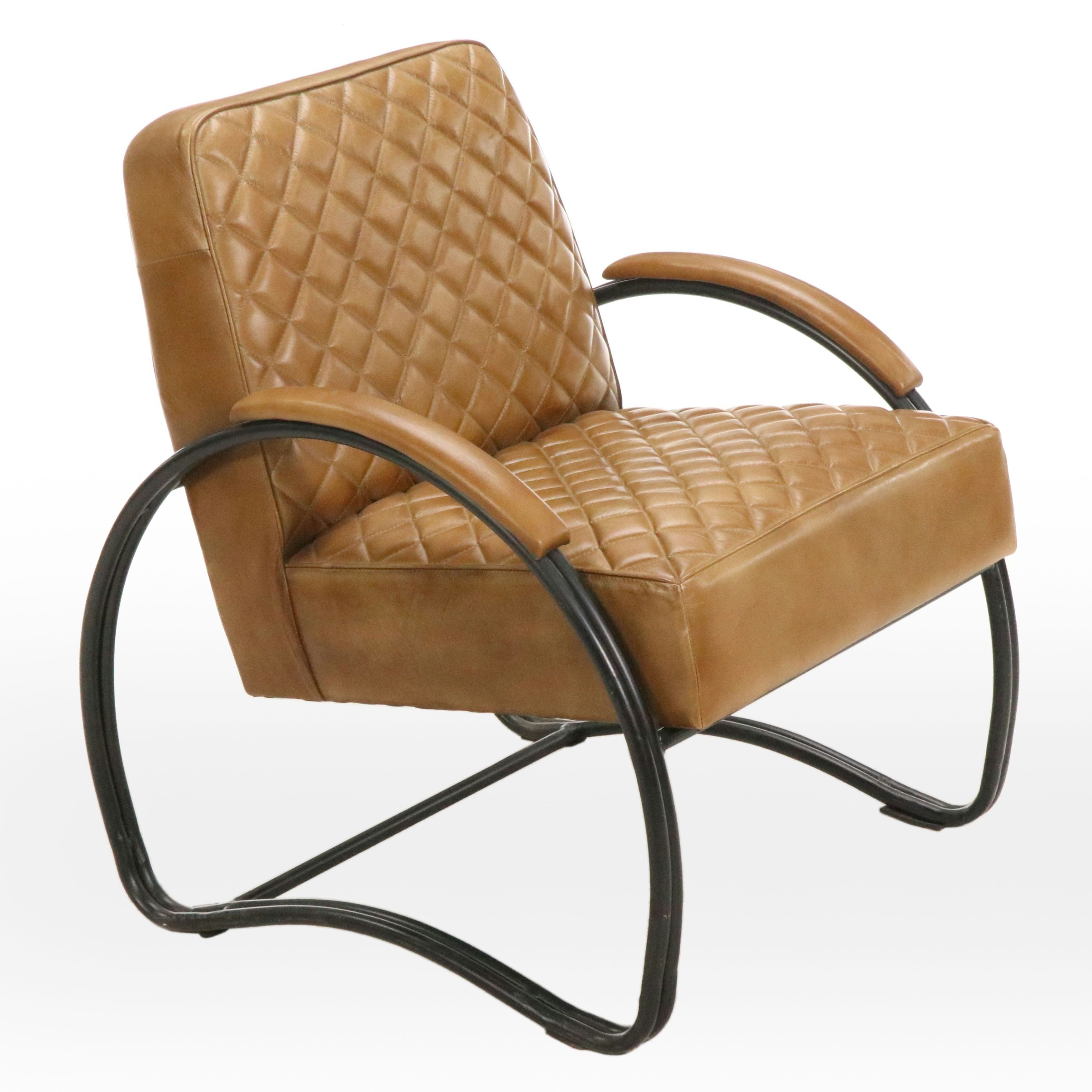Mid Century Modern Style Quilted Vinyl Armchair