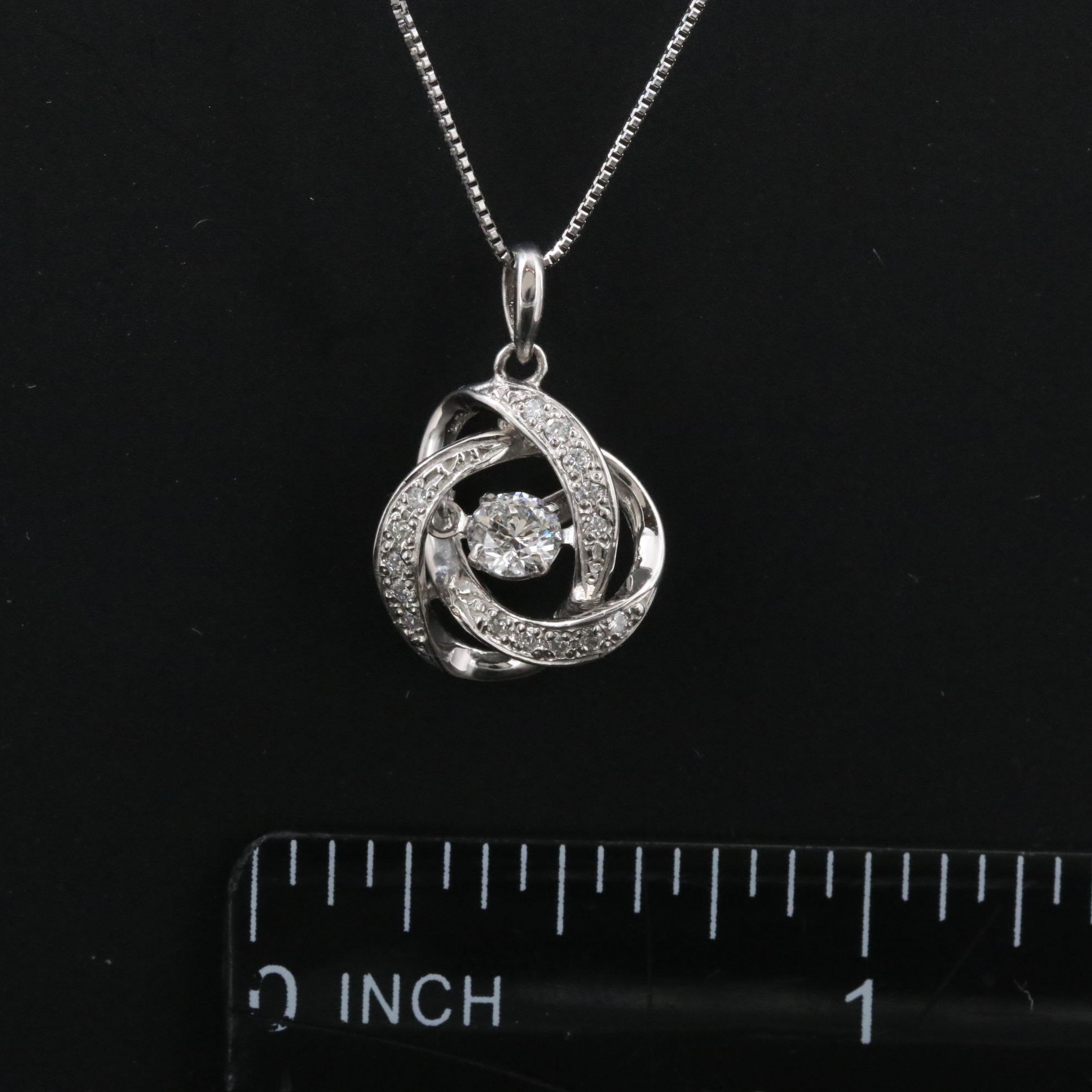 Platinum 0.30 CTW Diamond Love Knot Diamond Trembler Necklace