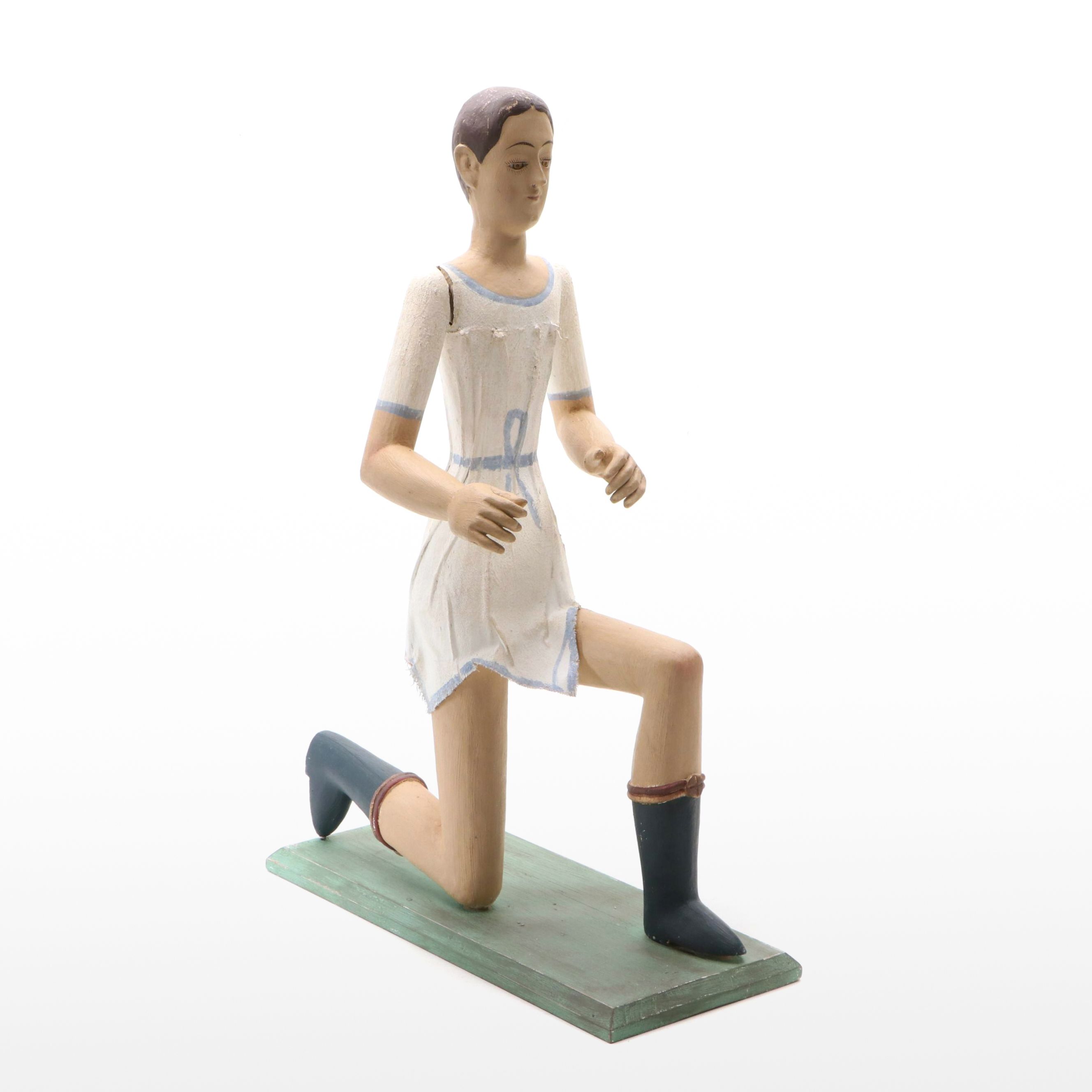 Spanish Santos Style Kneeling Figural Sculpture