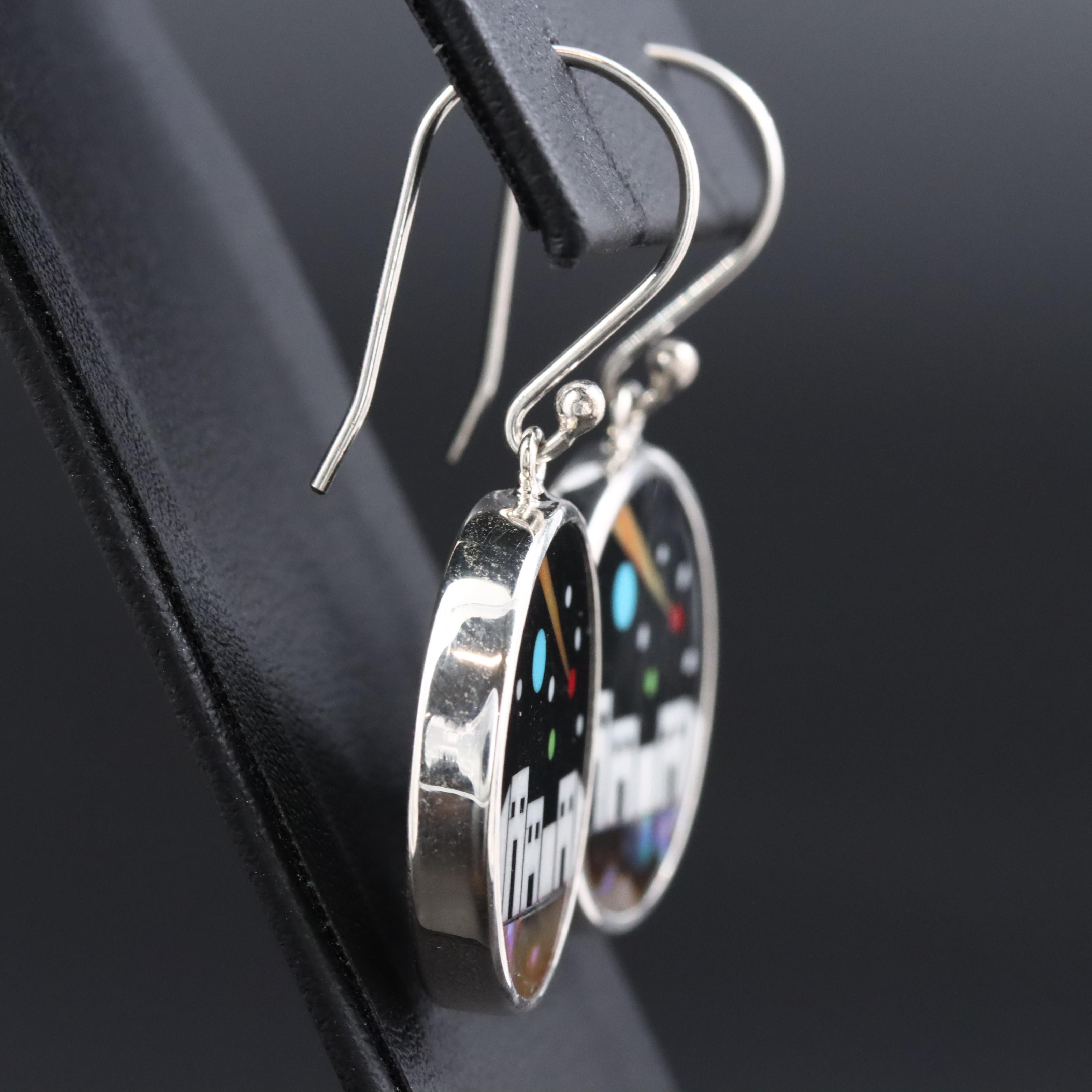 Sterling Gemstone Pueblo Inlay Earrings