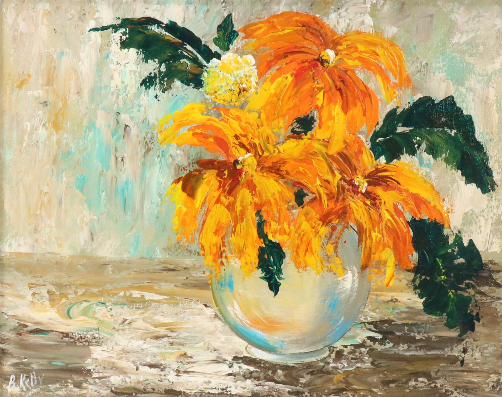 B. Kelly Floral Still Life Acrylic Painting