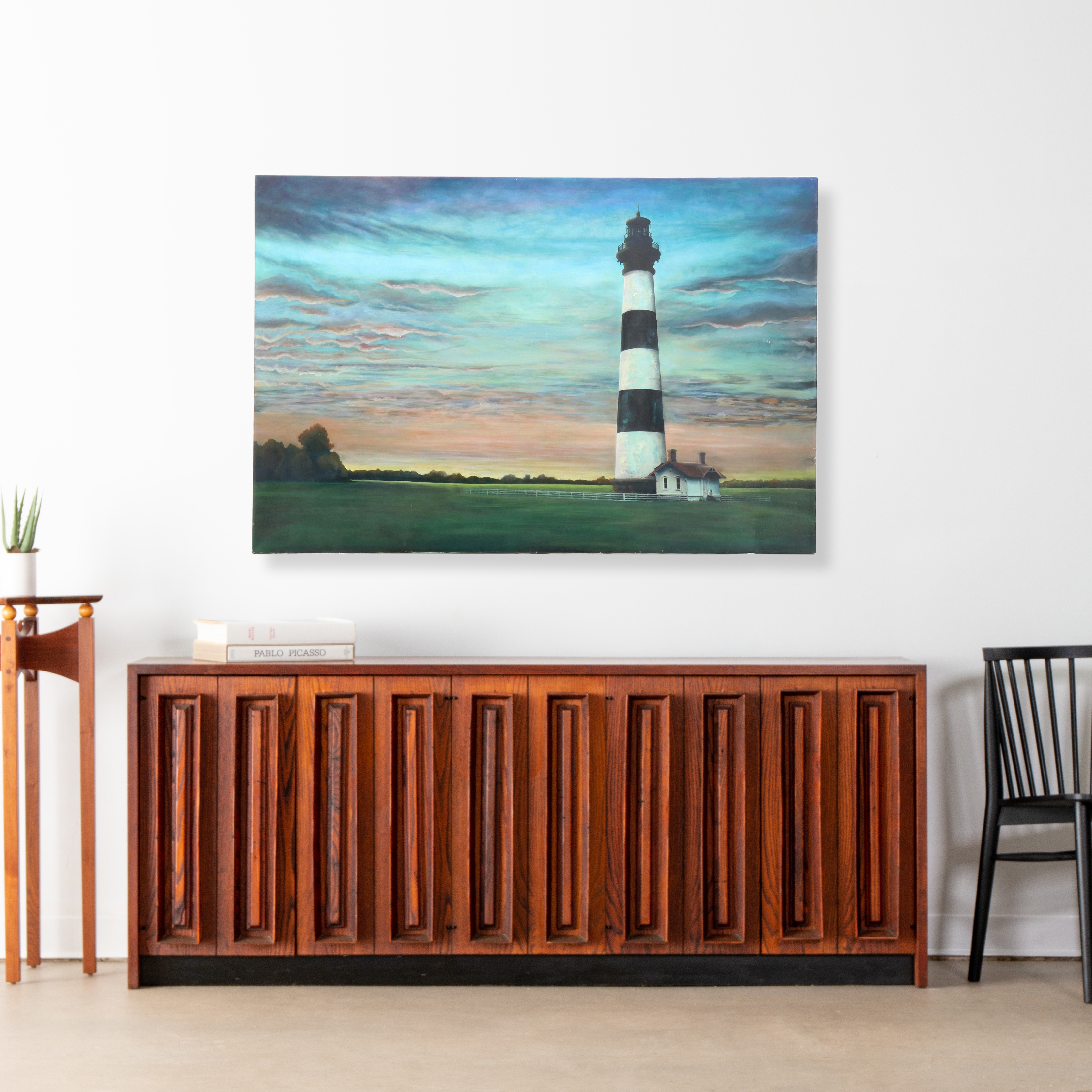Embellished Giclée Depicting Lighthouse Landscape