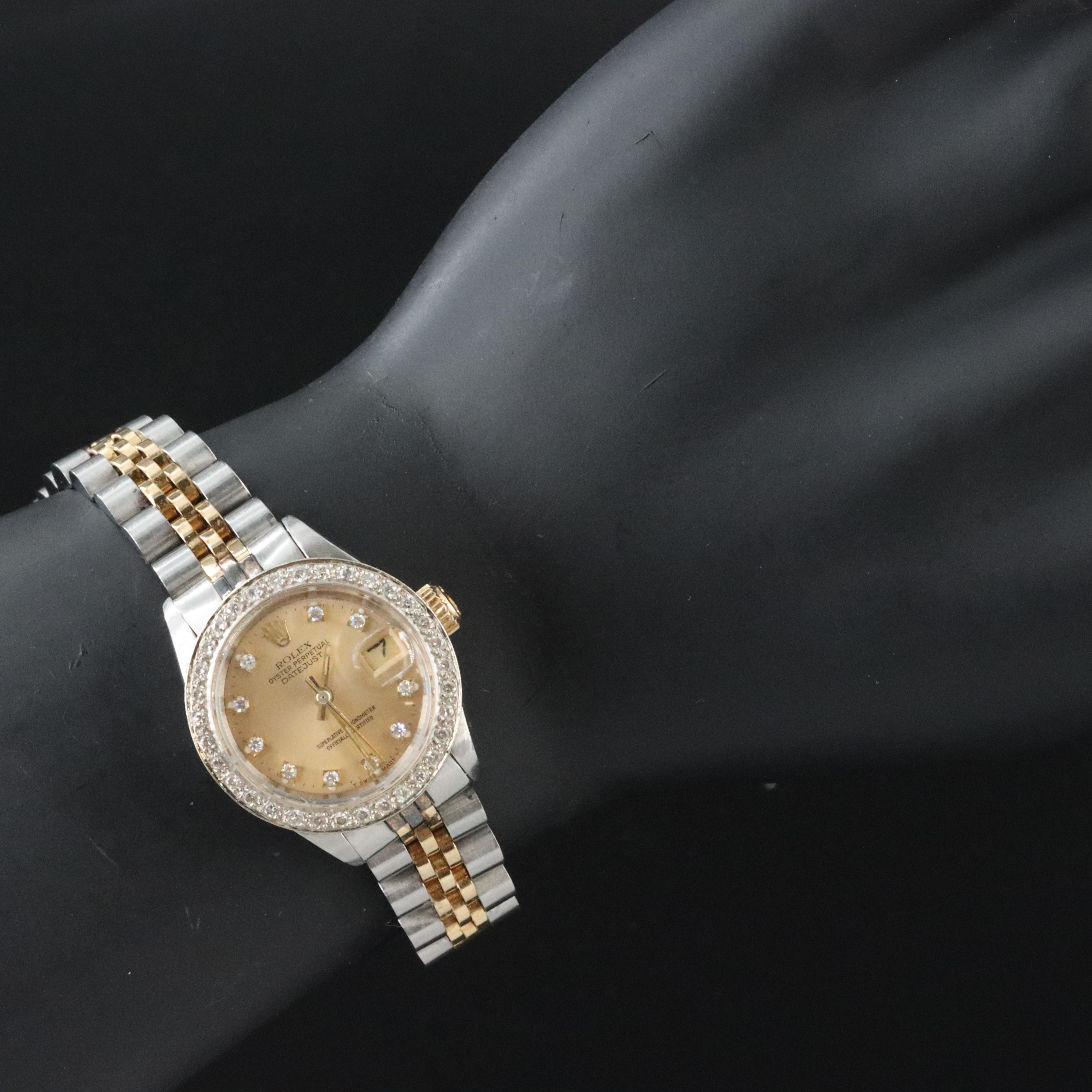 Modified Rolex 6917 Custom Diamond Dial and Bezel with Non Rolex Watch Band