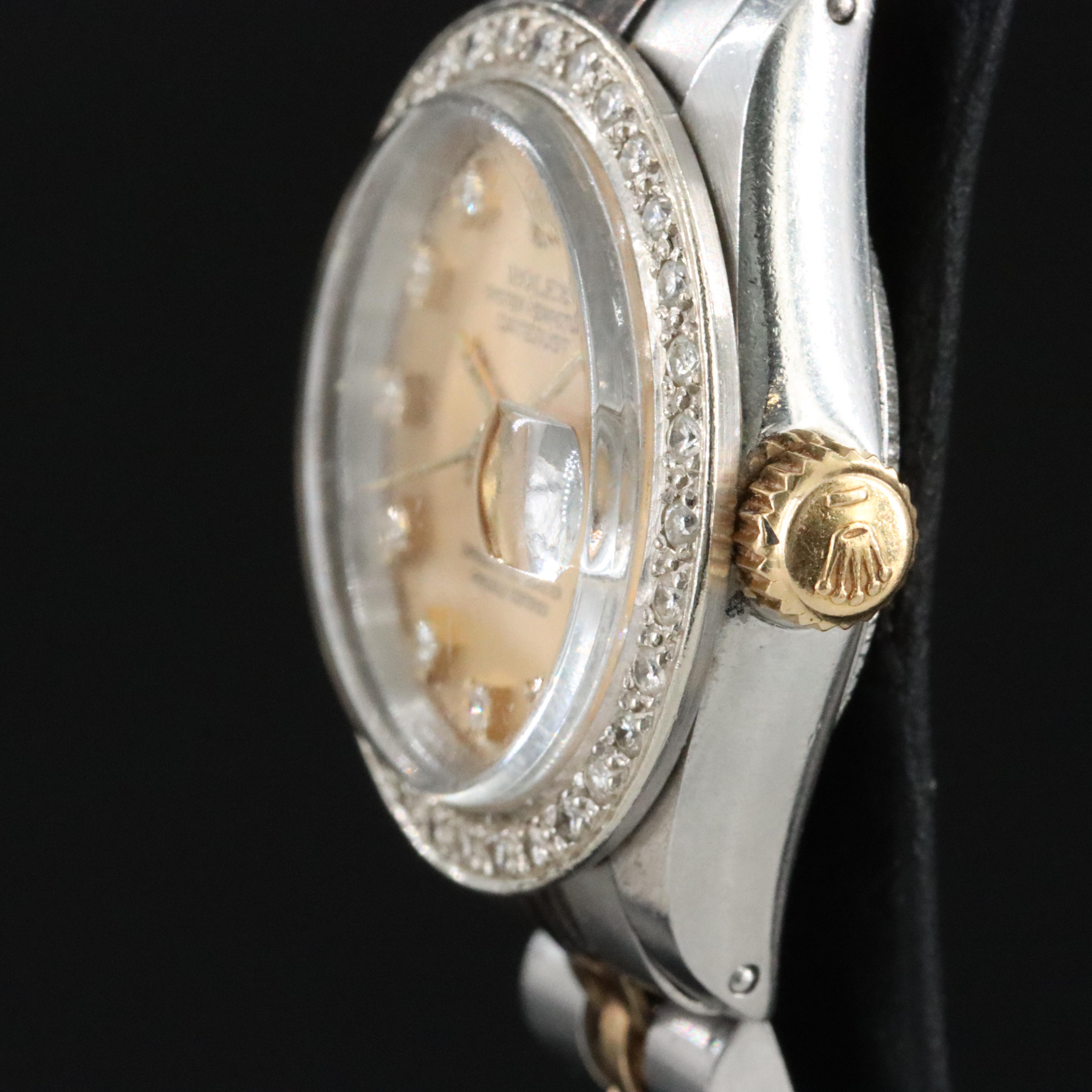 Modified Rolex 6917 Custom Diamond Dial and Bezel with Non Rolex Watch Band