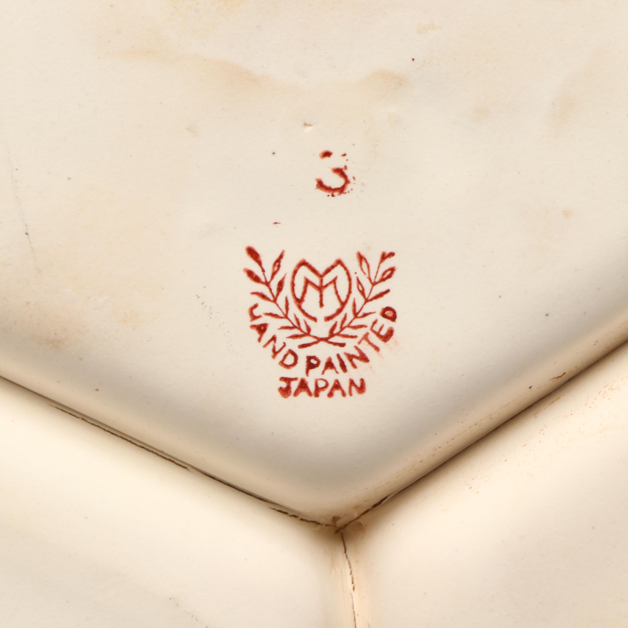 Vintage Japanese Porcelain Divided Dish in Lacquerware Box