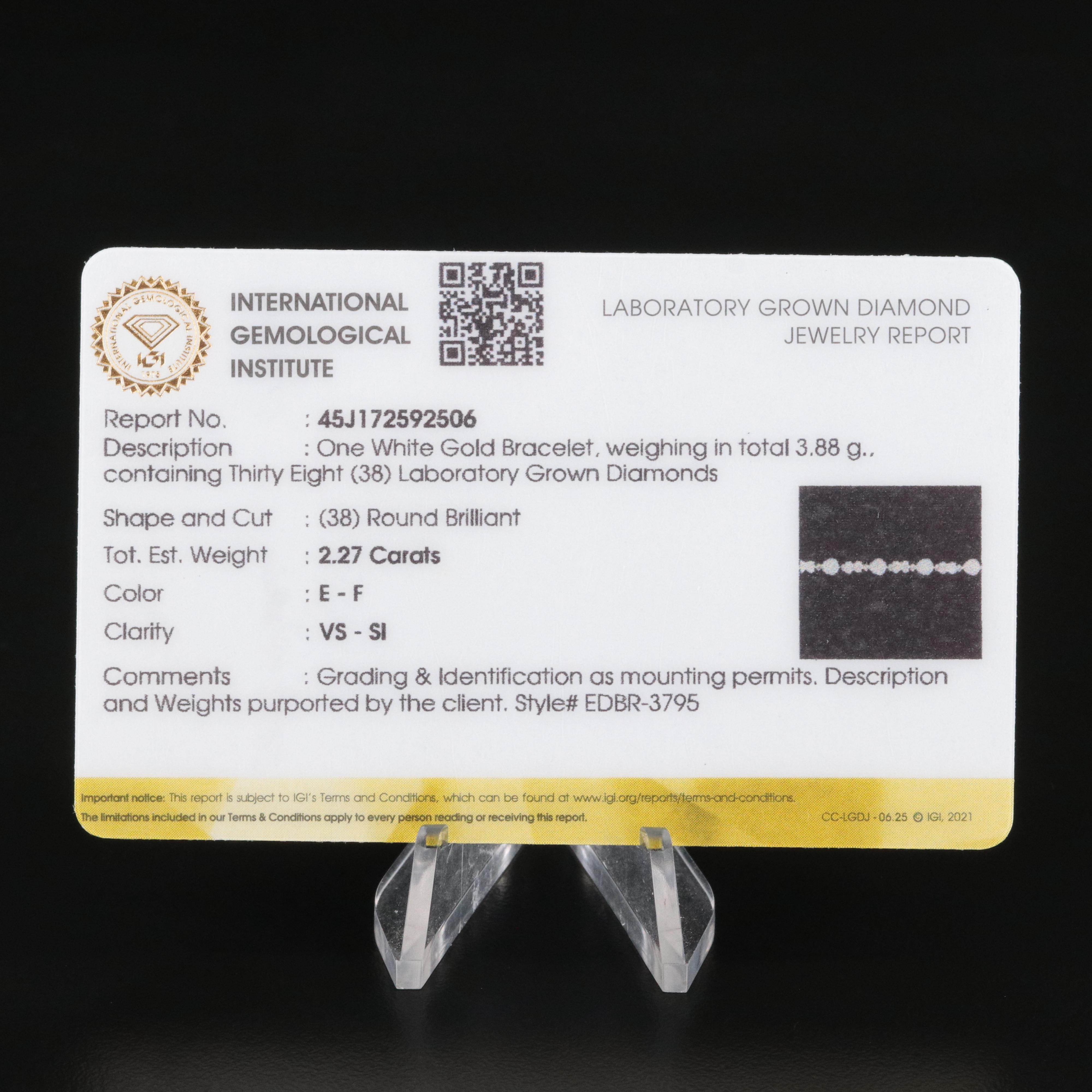 14K 2.27 CTW Lab Grown Diamond Bracelet with IGI Jewelry Report