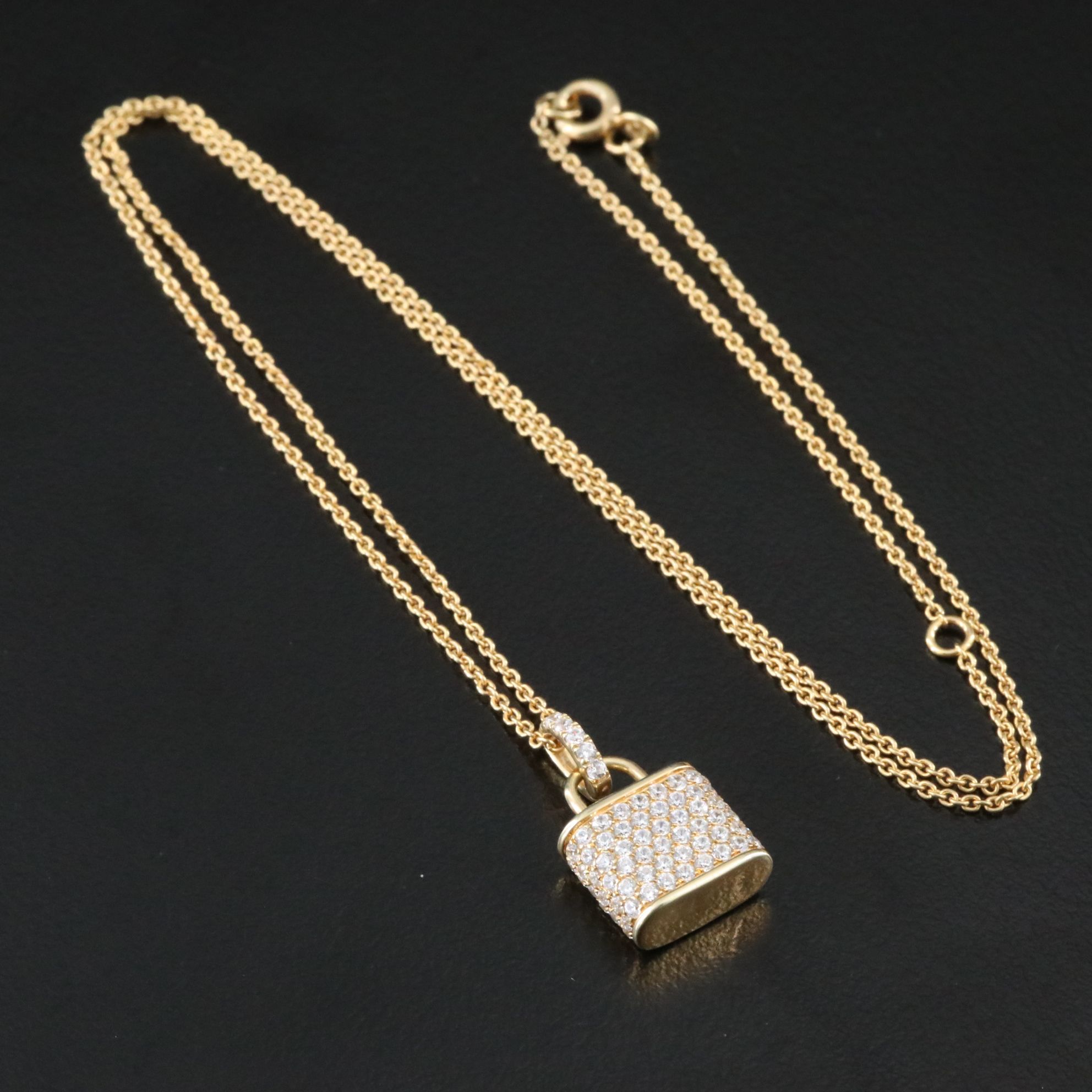 Sterling and CZ Lock Enhancer Pendant Necklace