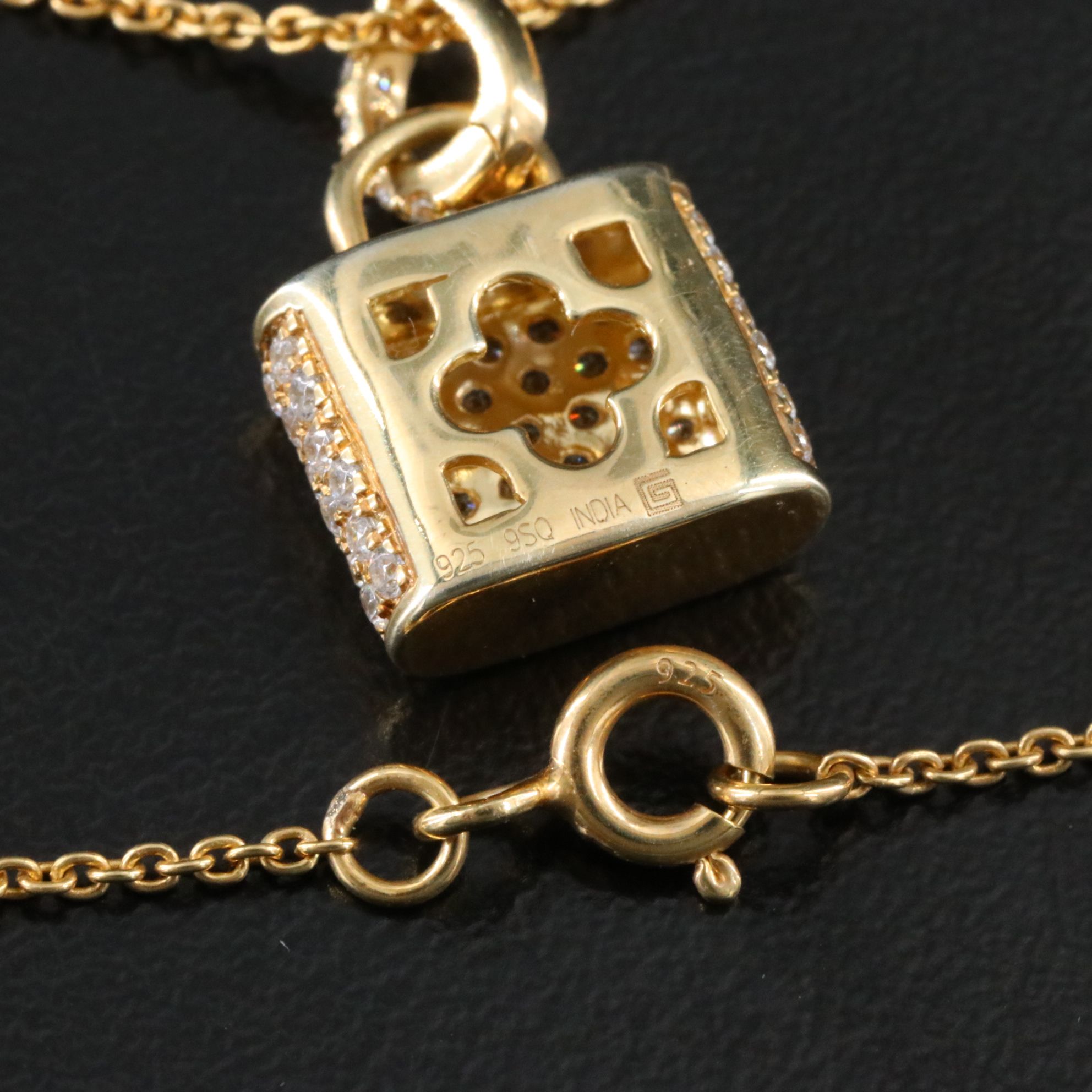 Sterling and CZ Lock Enhancer Pendant Necklace