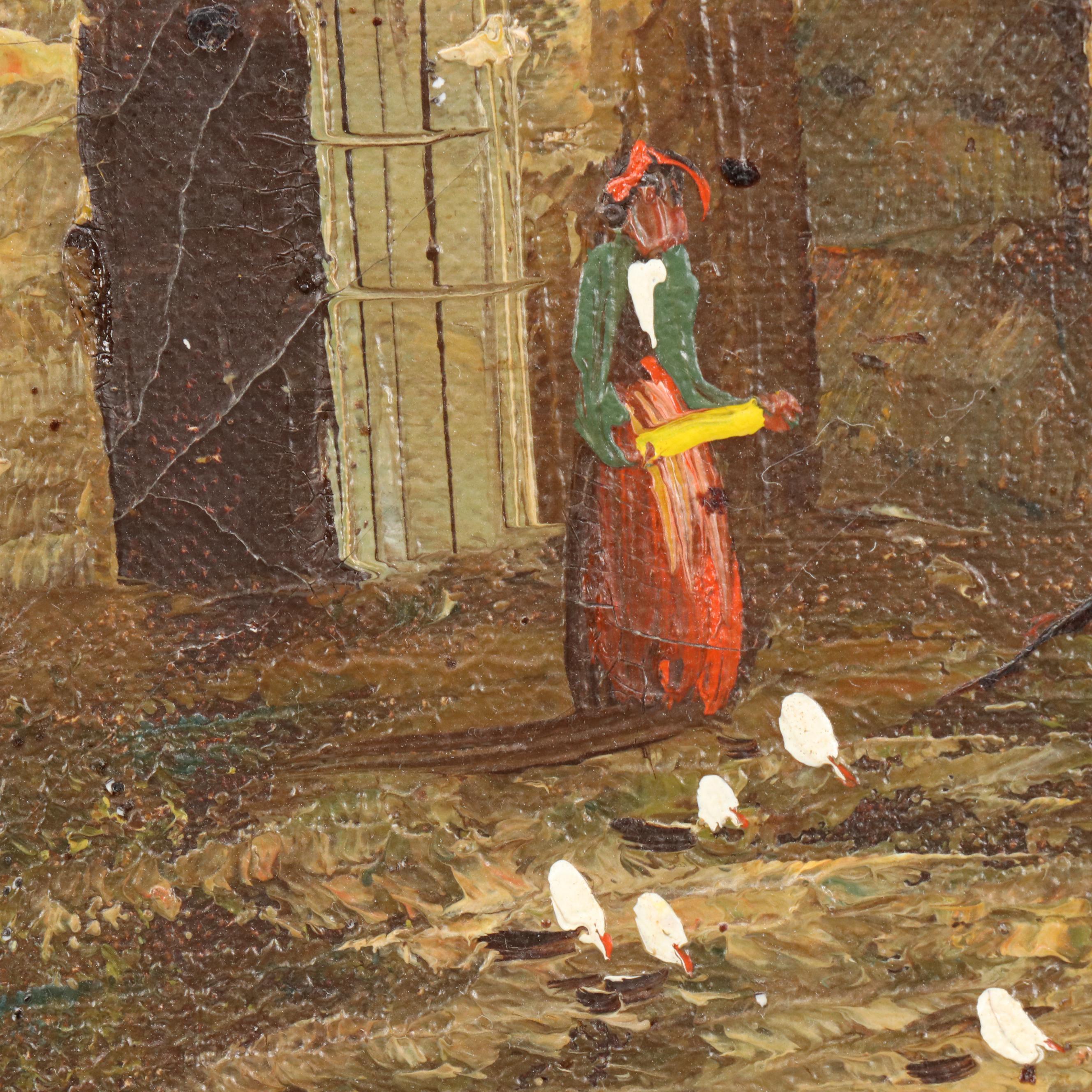 E. Dickens Idyllic Woodland Pond Landscape Oil Painting