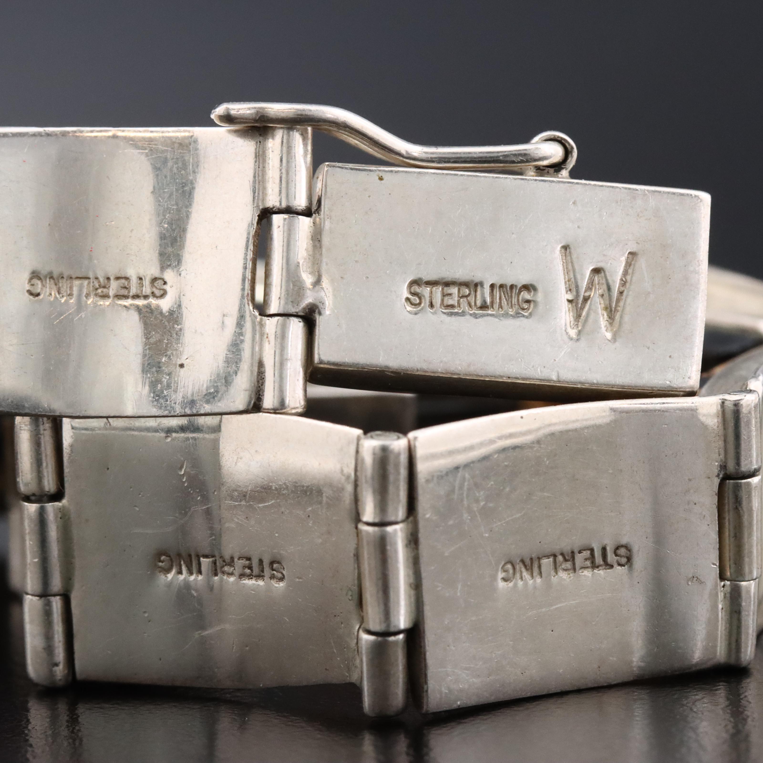 Sterling Jasper, Tiger's Eye and Black Onyx Cobblestone Inlay Bracelet