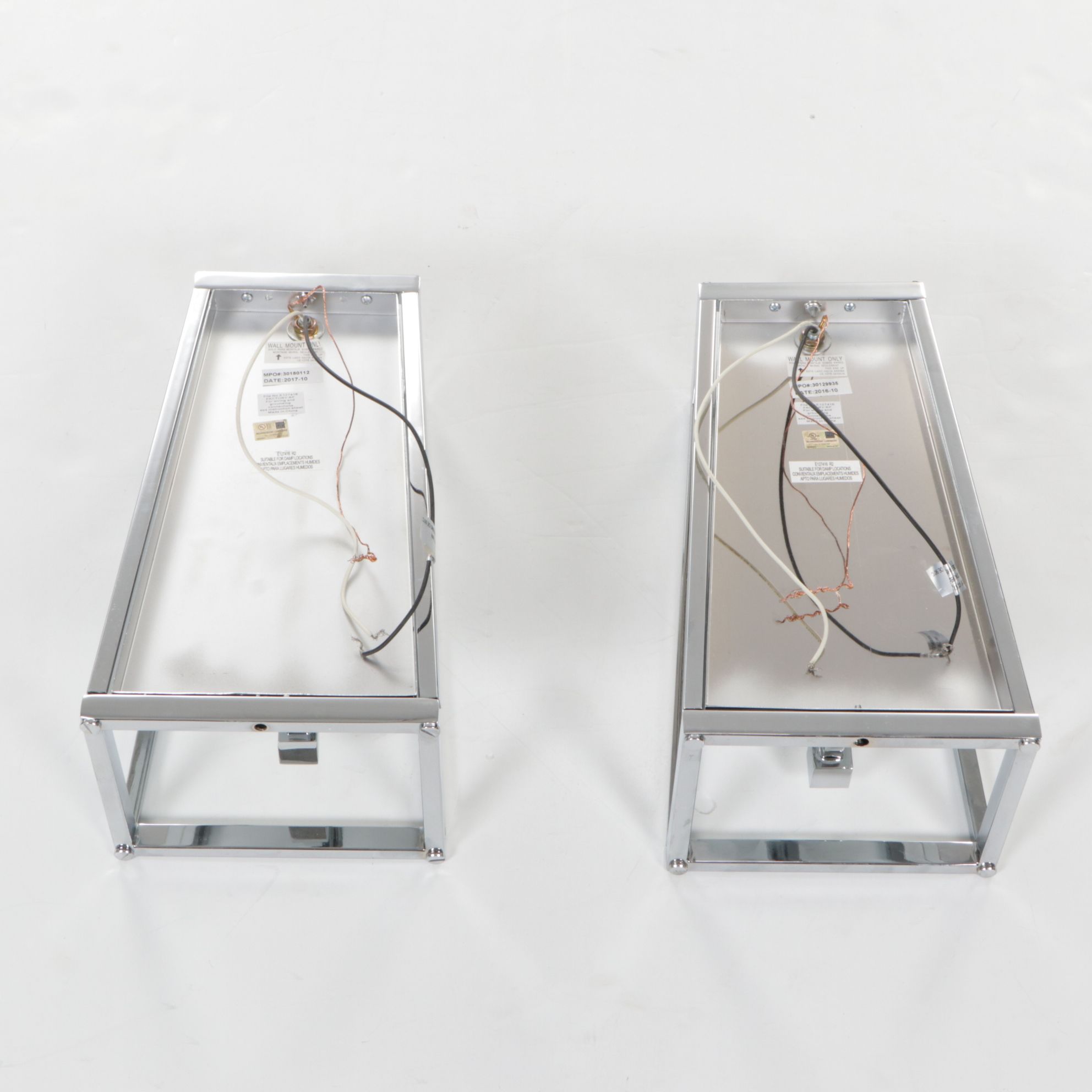 Pair of Postmodern  Chrome and Glass Wall Sconces, 21st Century