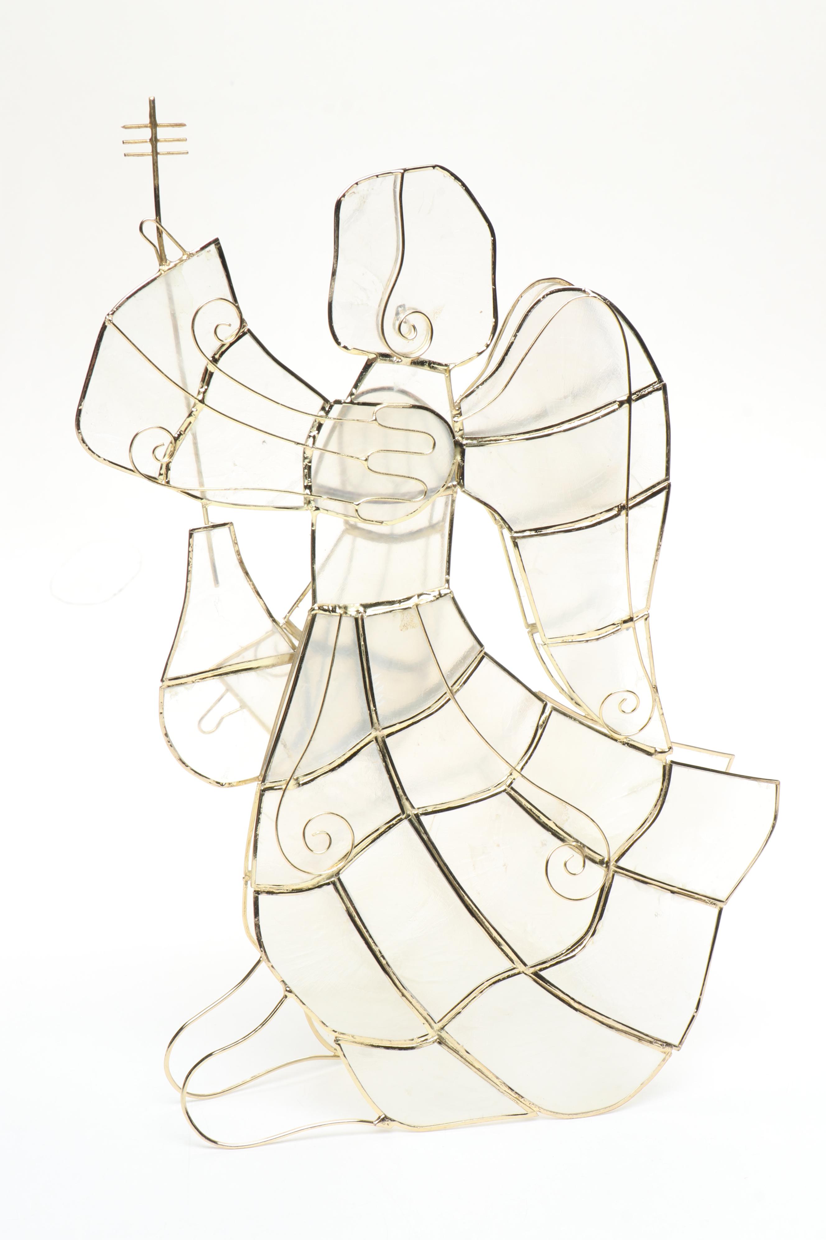 Capiz Shell Angels with Hand-Painted and Art Glass Ornaments