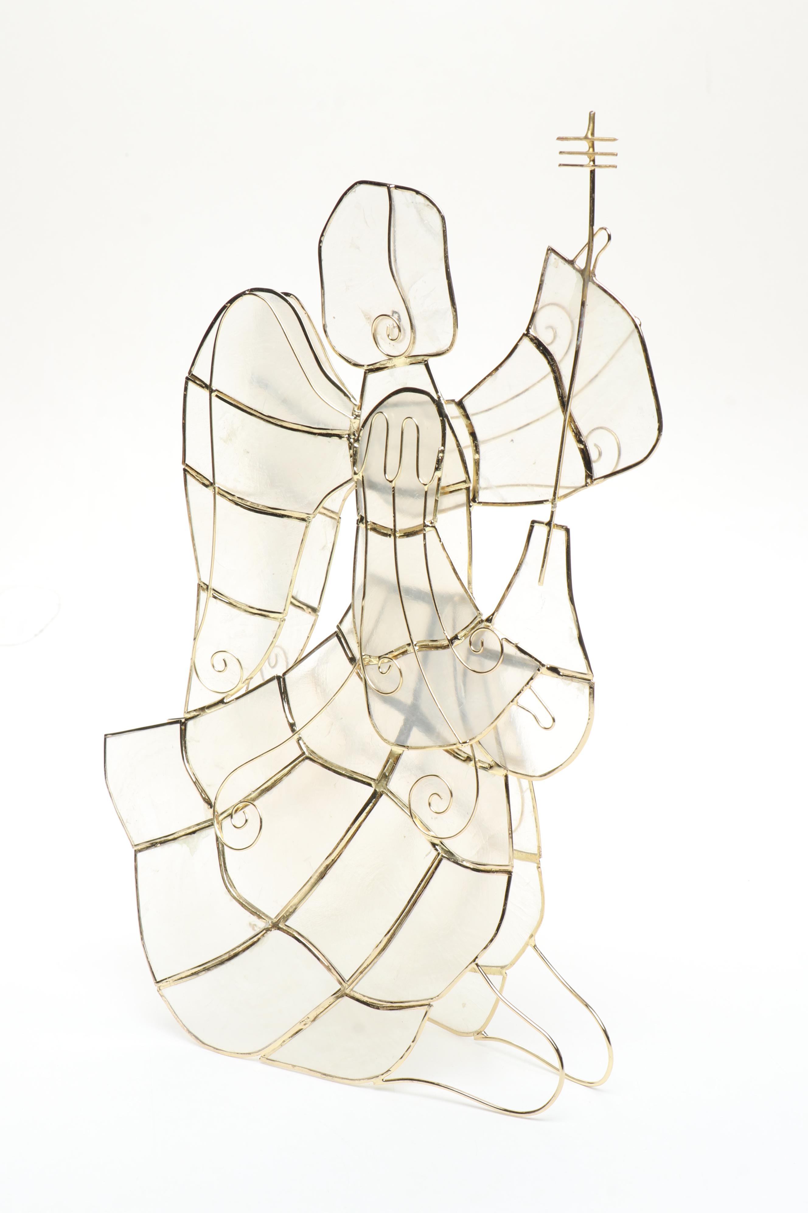 Capiz Shell Angels with Hand-Painted and Art Glass Ornaments