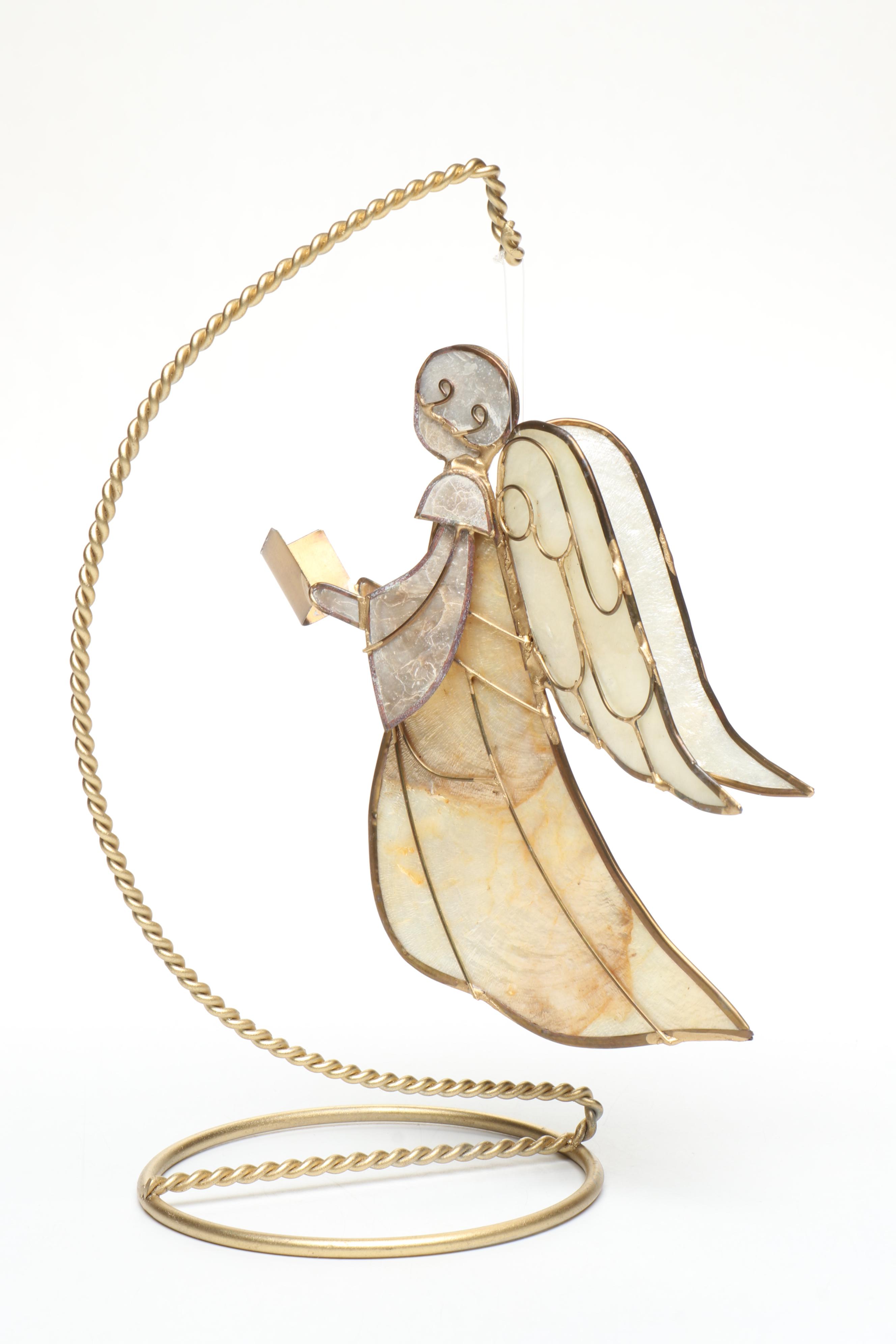 Capiz Shell Angels with Hand-Painted and Art Glass Ornaments