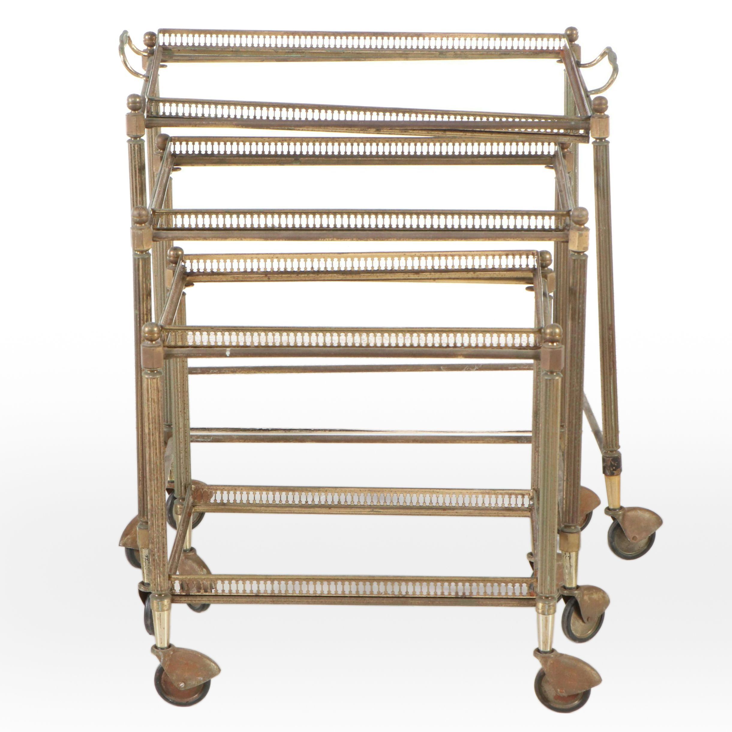Set of Hollywood Regency Style Metal Nesting Bar Cart