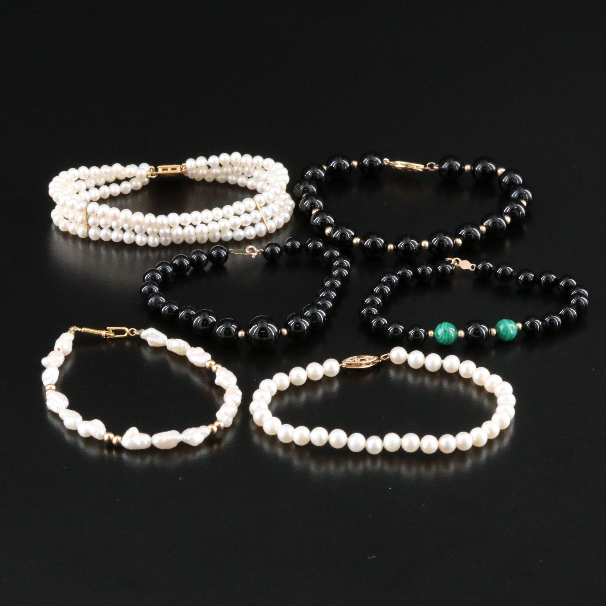 Pearl and Bead Bracelet Selection with 14K Clasps