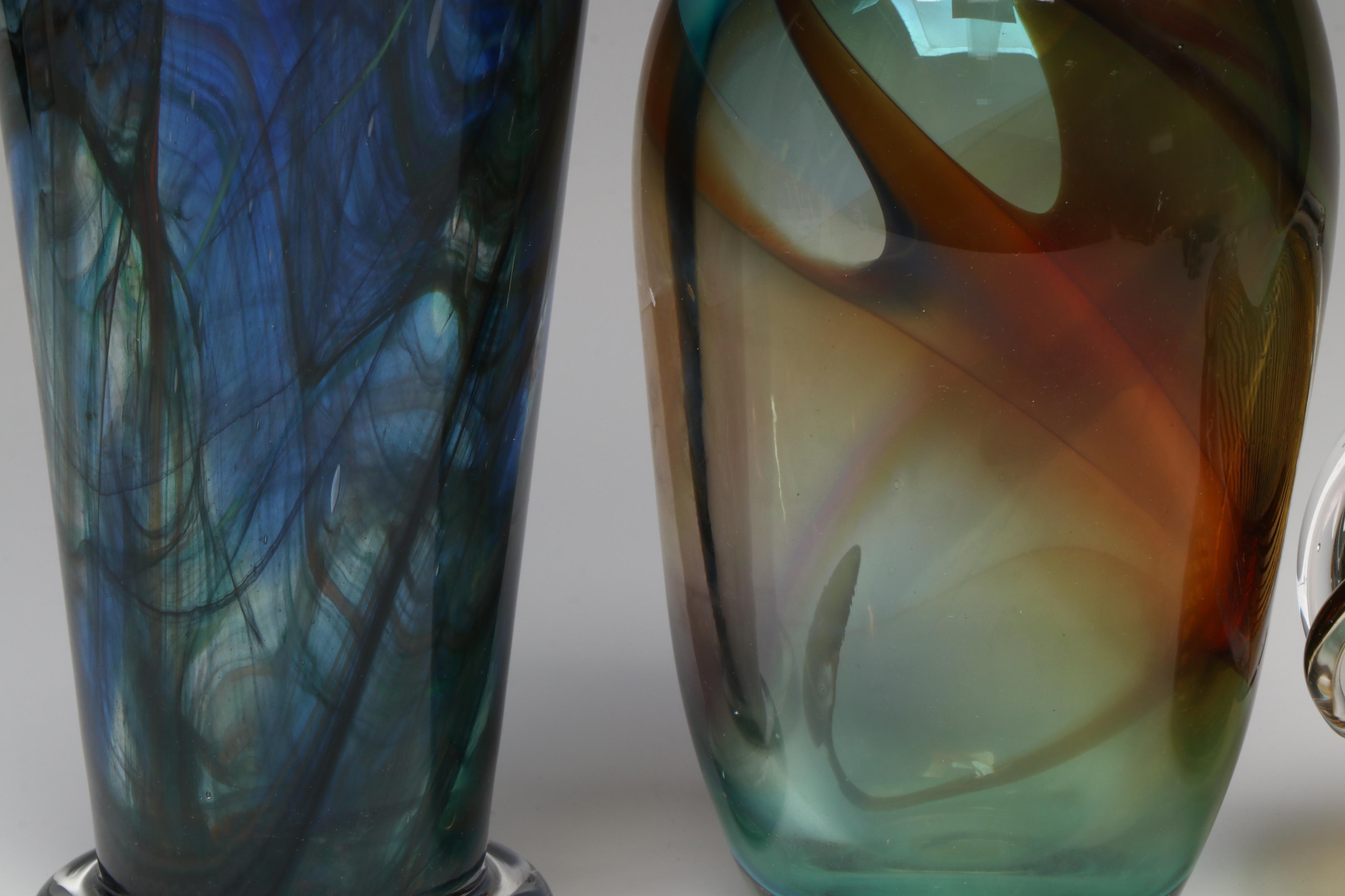 Makora Krosno Glass Vase with More Art Glass Vases, Paperweight, and Jar