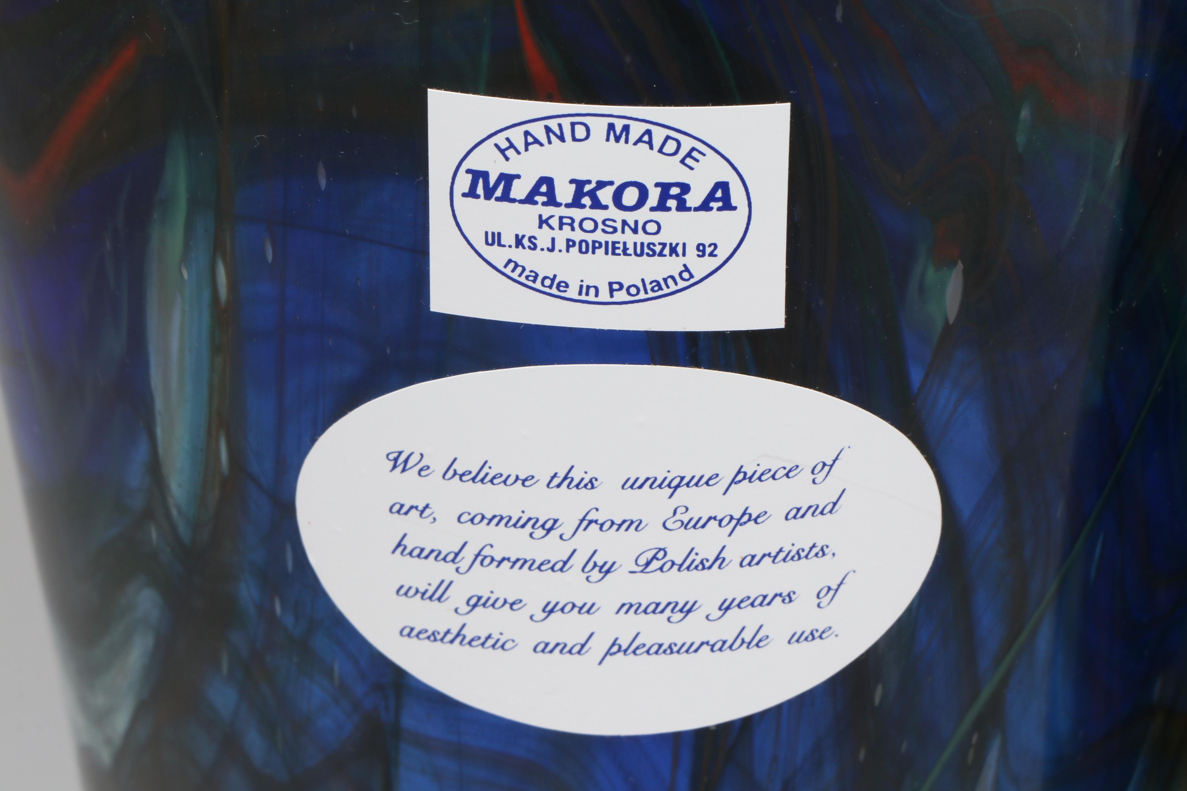 Makora Krosno Glass Vase with More Art Glass Vases, Paperweight, and Jar