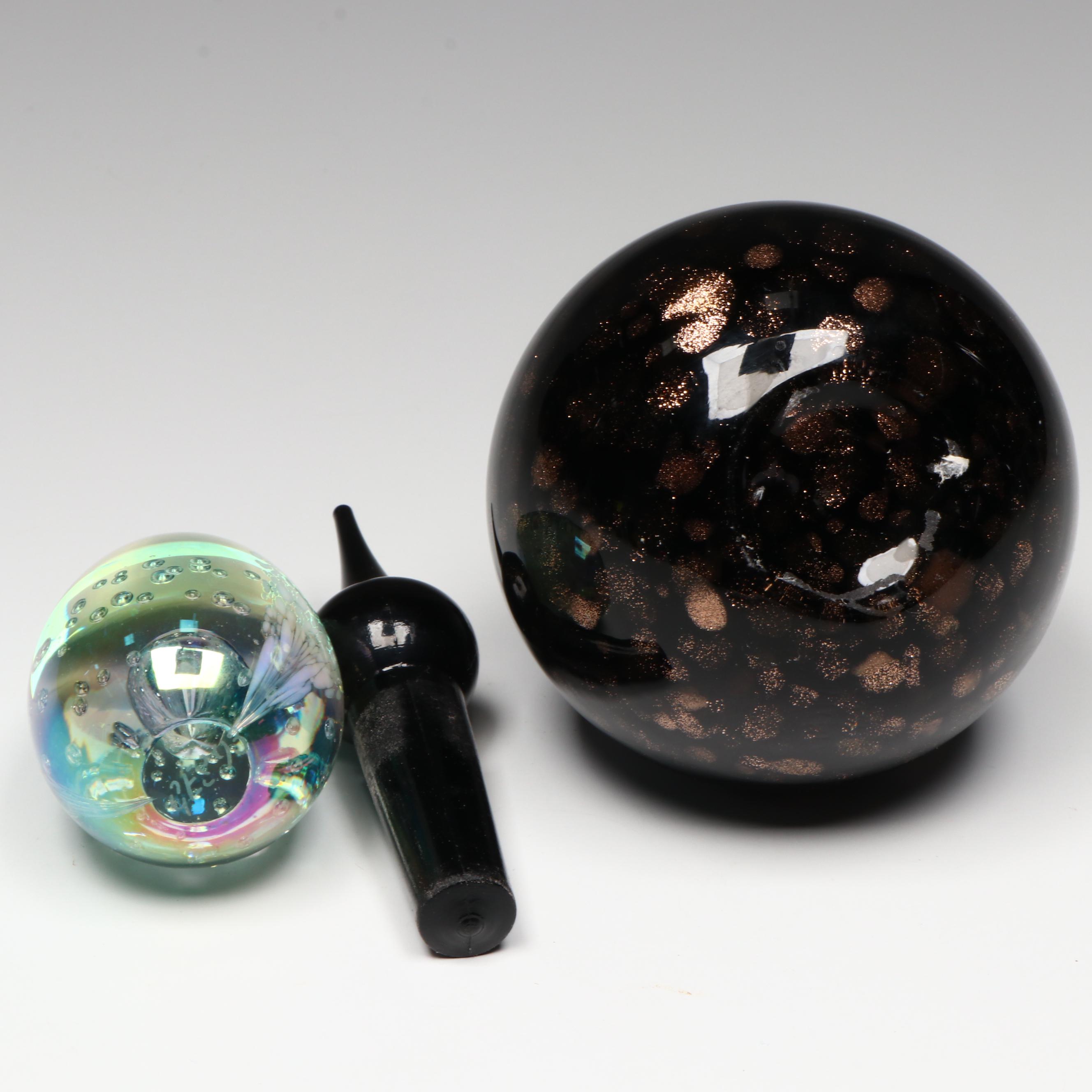 Makora Krosno Glass Vase with More Art Glass Vases, Paperweight, and Jar