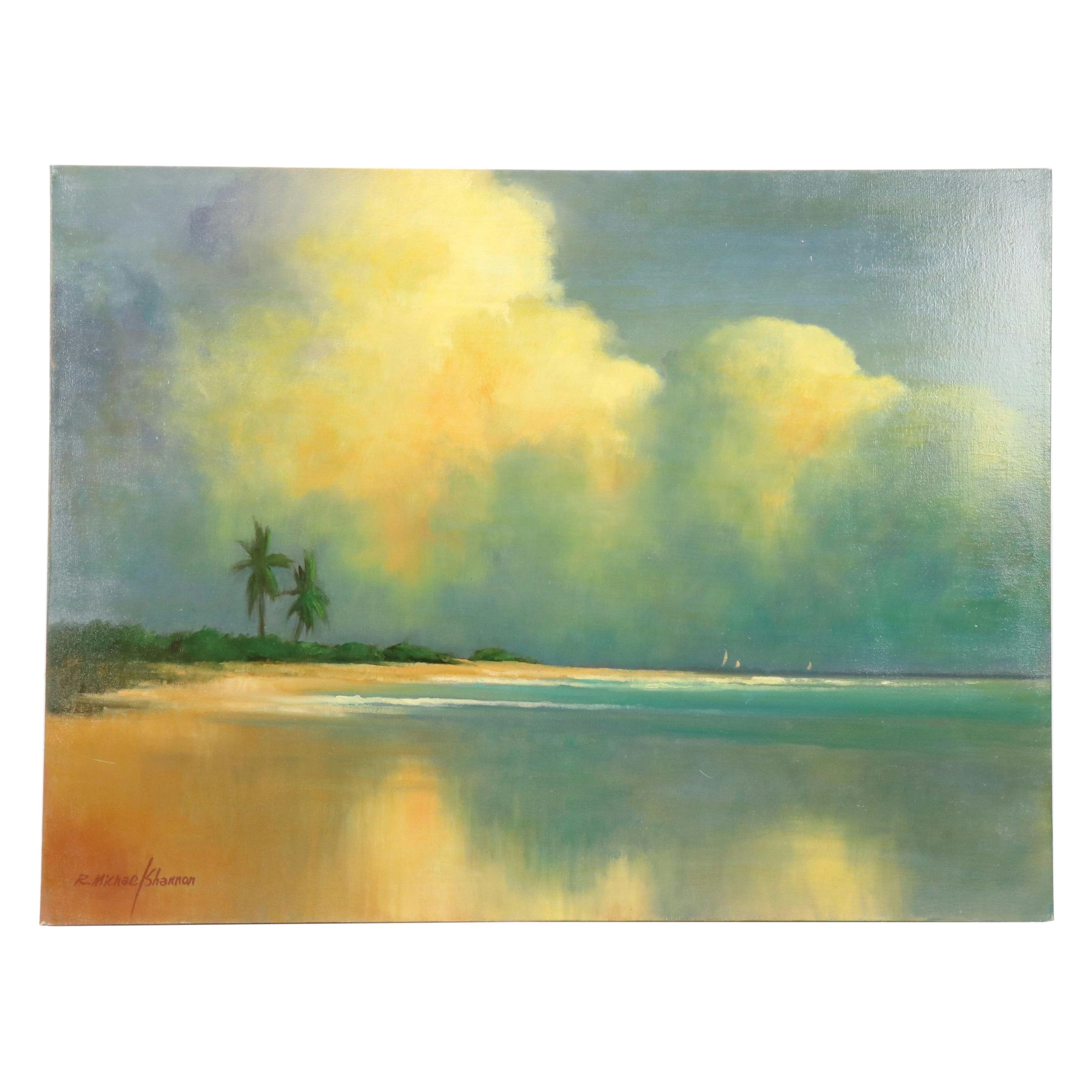 R. Michael Shannon Oil Painting of Coastal Landscape
