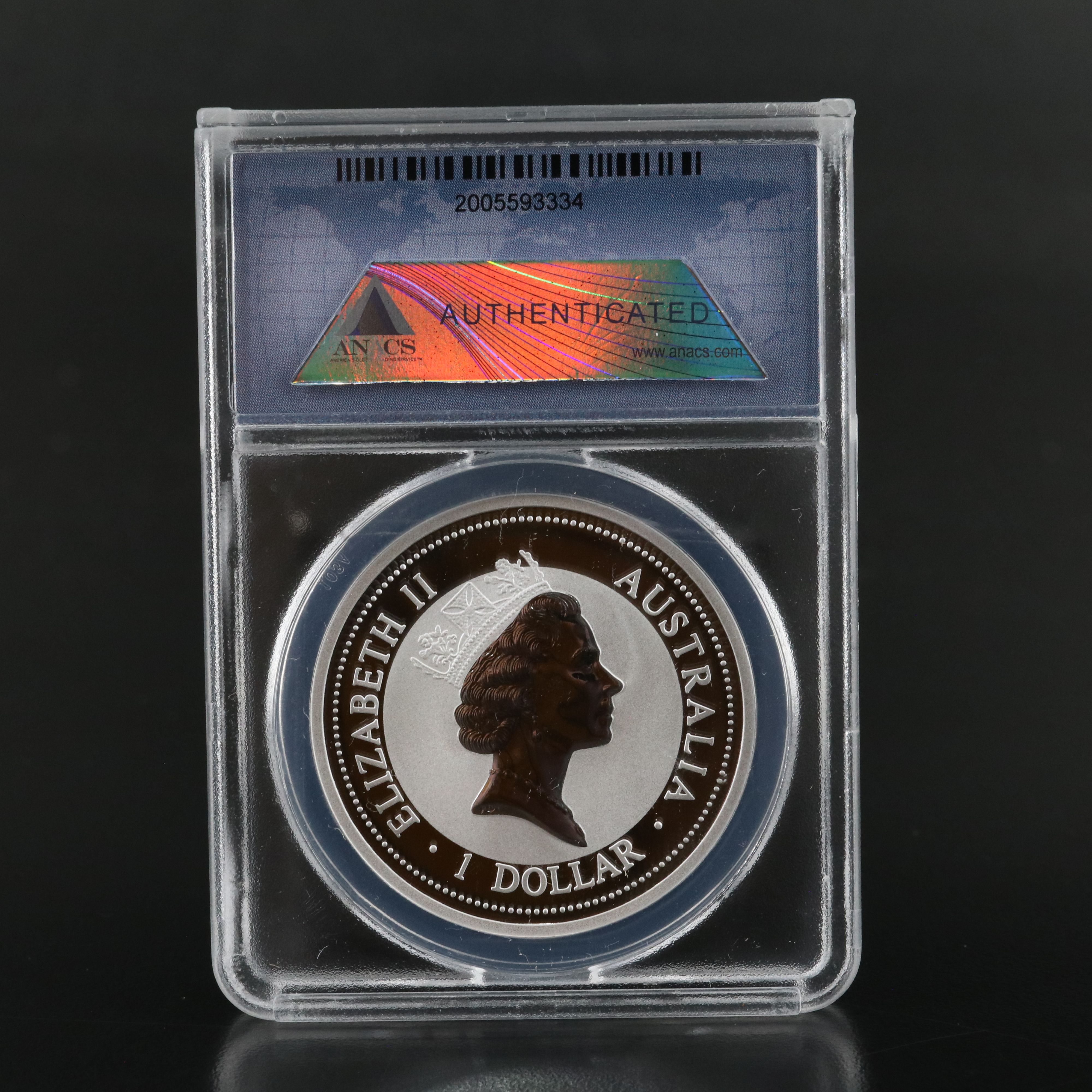 ANACS MS70 DCAM 1996 Australia $1 Kookaburra Silver Coin